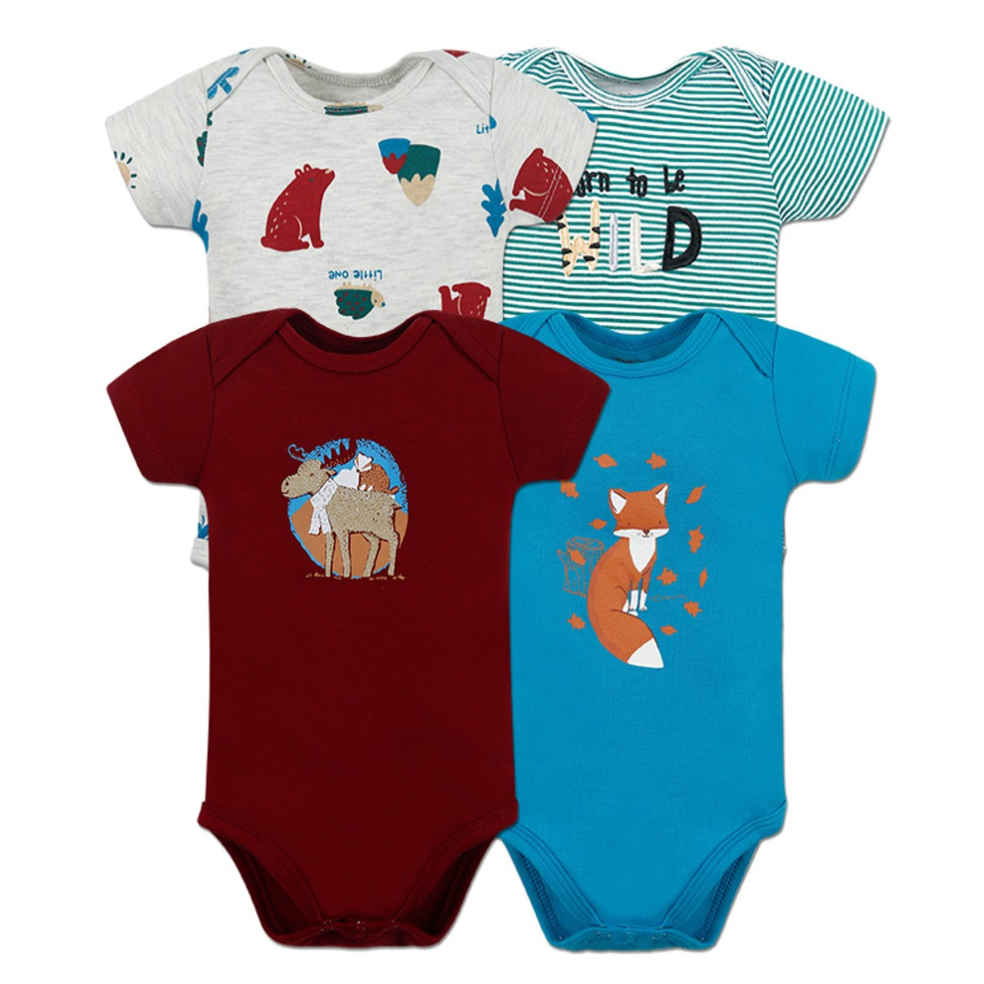 Pack de 4 Bodys Bebé Niño Tedmimak Manga Corta Surtido-0