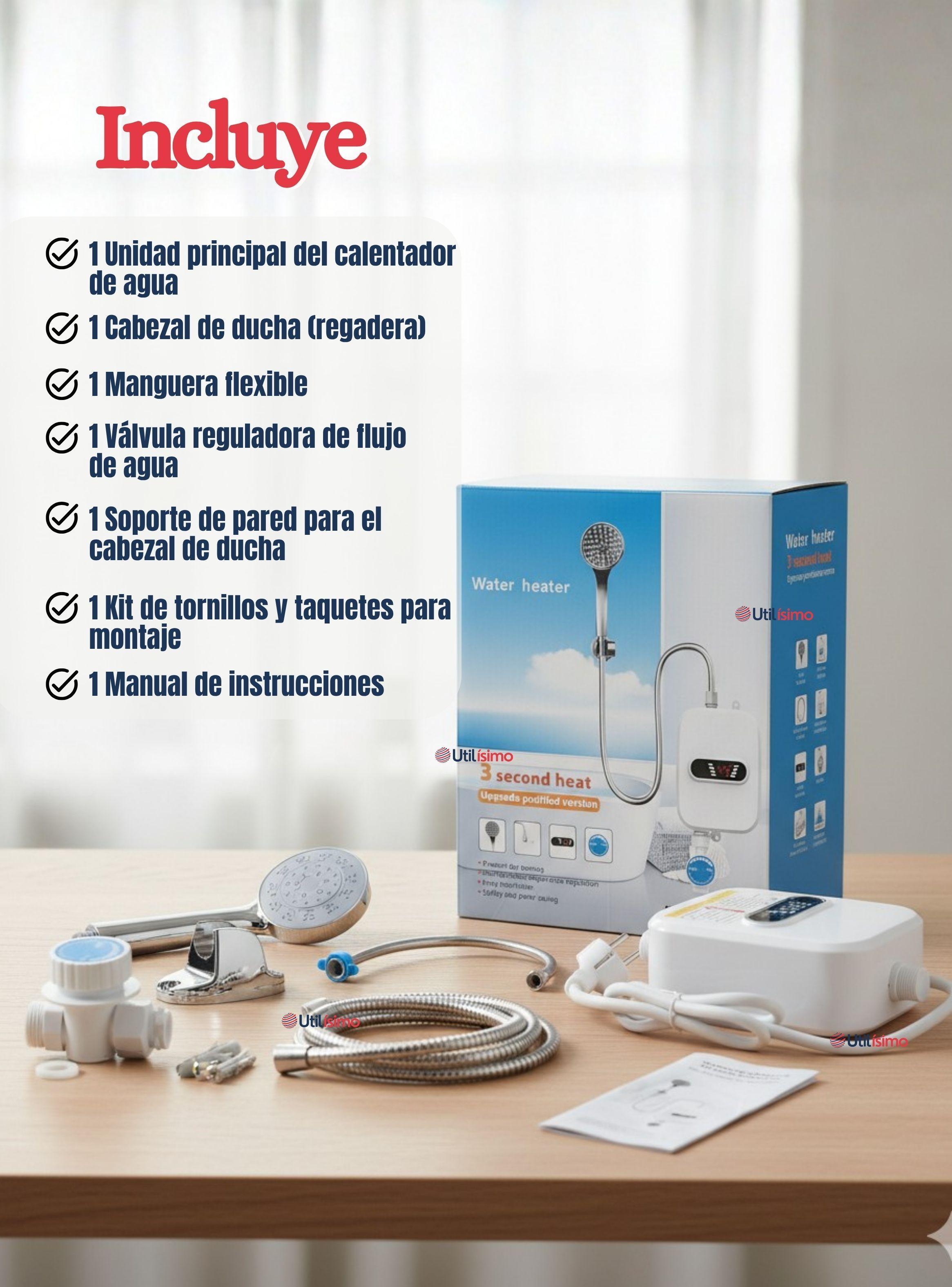 Mini Calentador De Agua Eléctrico Calefón Ducha Calienta En 3seg Blanco 3.500w de Potencia Calefónt-2