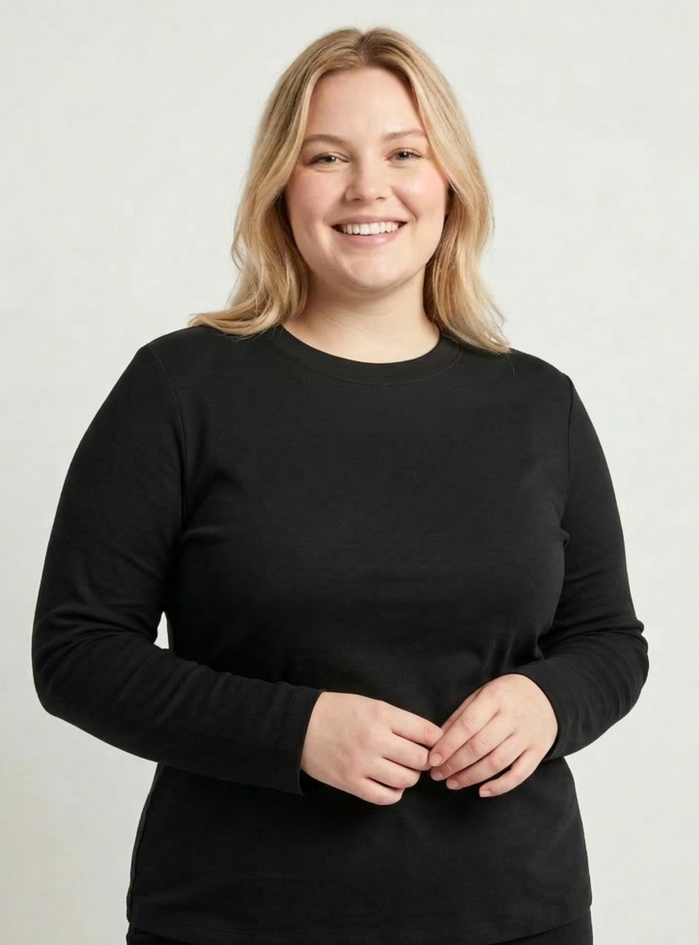 Pack 6 Camisetas Poleras Bambú Primera Capa Color Negro Manga Larga Mujer-0