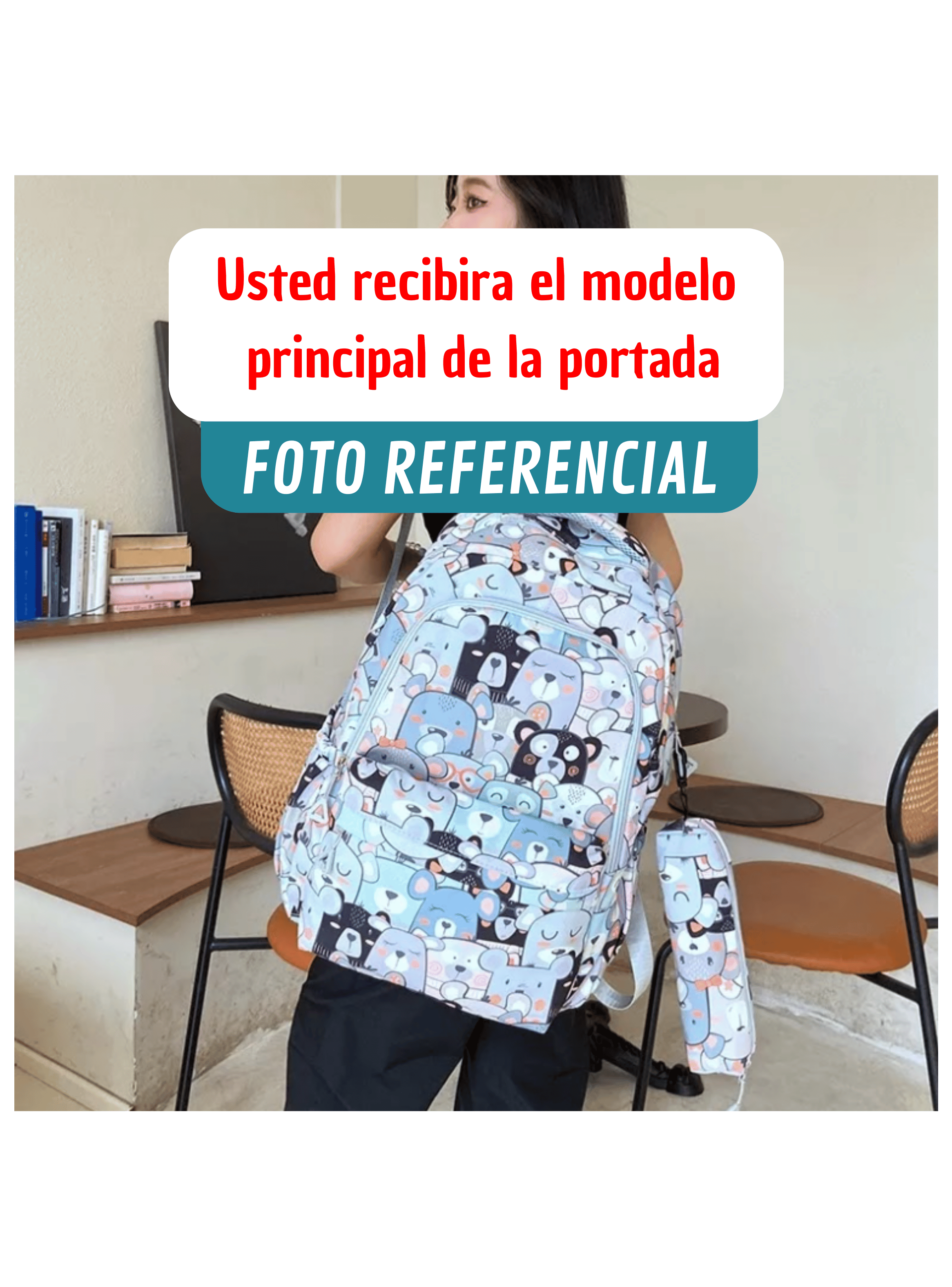 Mochila Escolar 44cm Diseño Estampado Cats and Bears Blue Cats-3