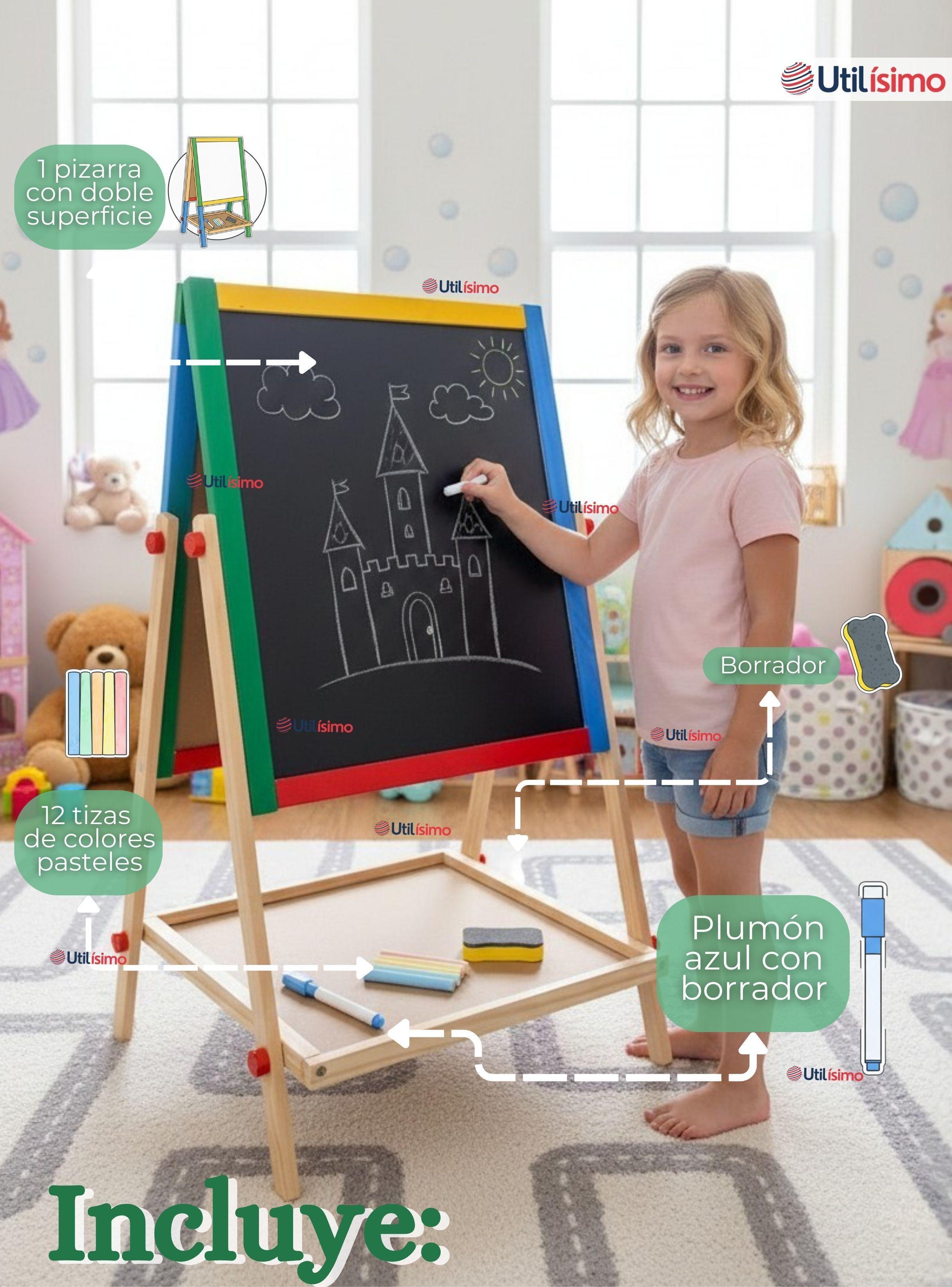 Pizarra Infantil 2 en 1 Tiza Plumon y Magnética Estilo Montessori 64cm-2