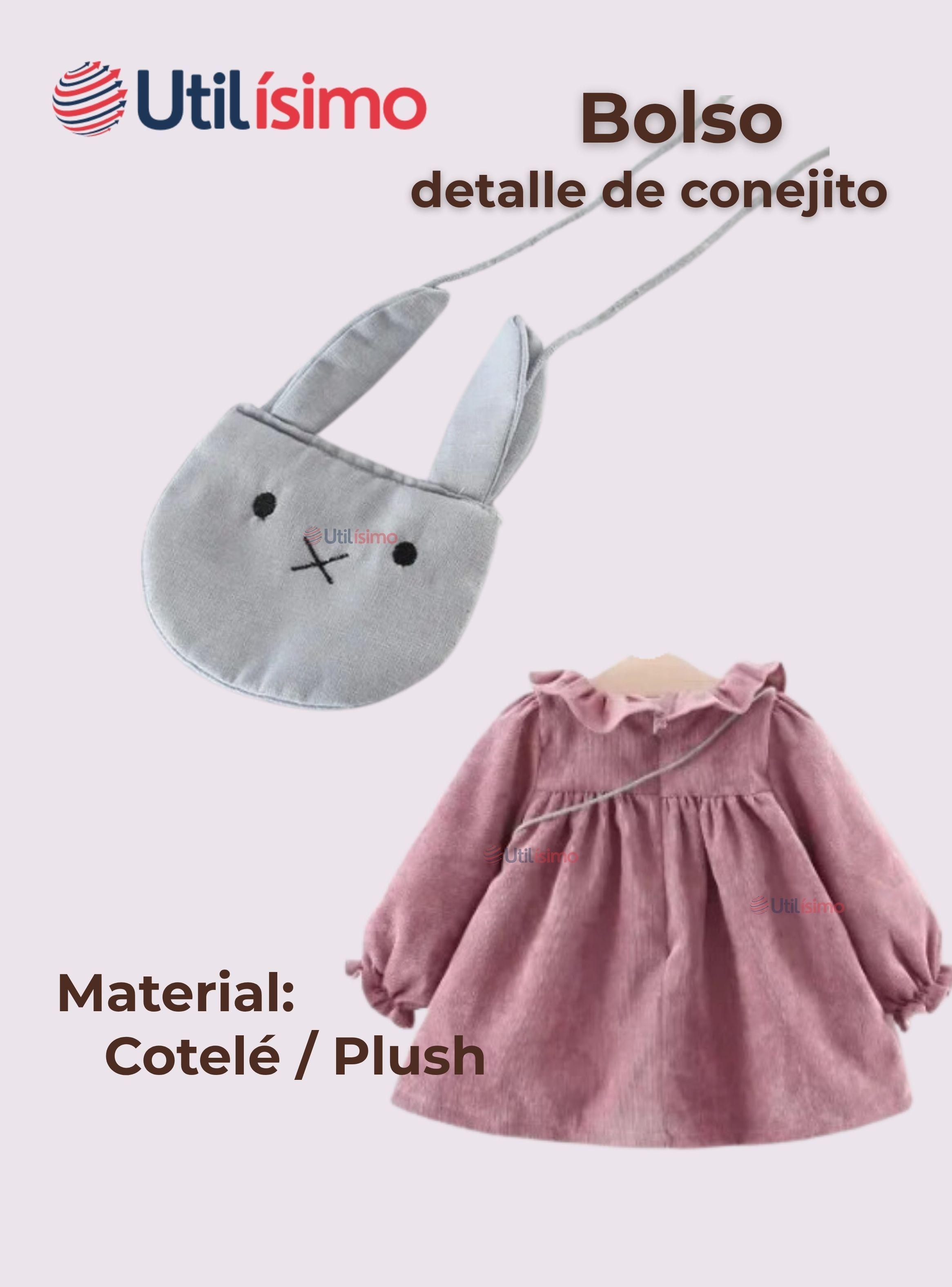Vestido De Cotelé Con Bolso Conejo Forrado En Plush Niña Morado-4