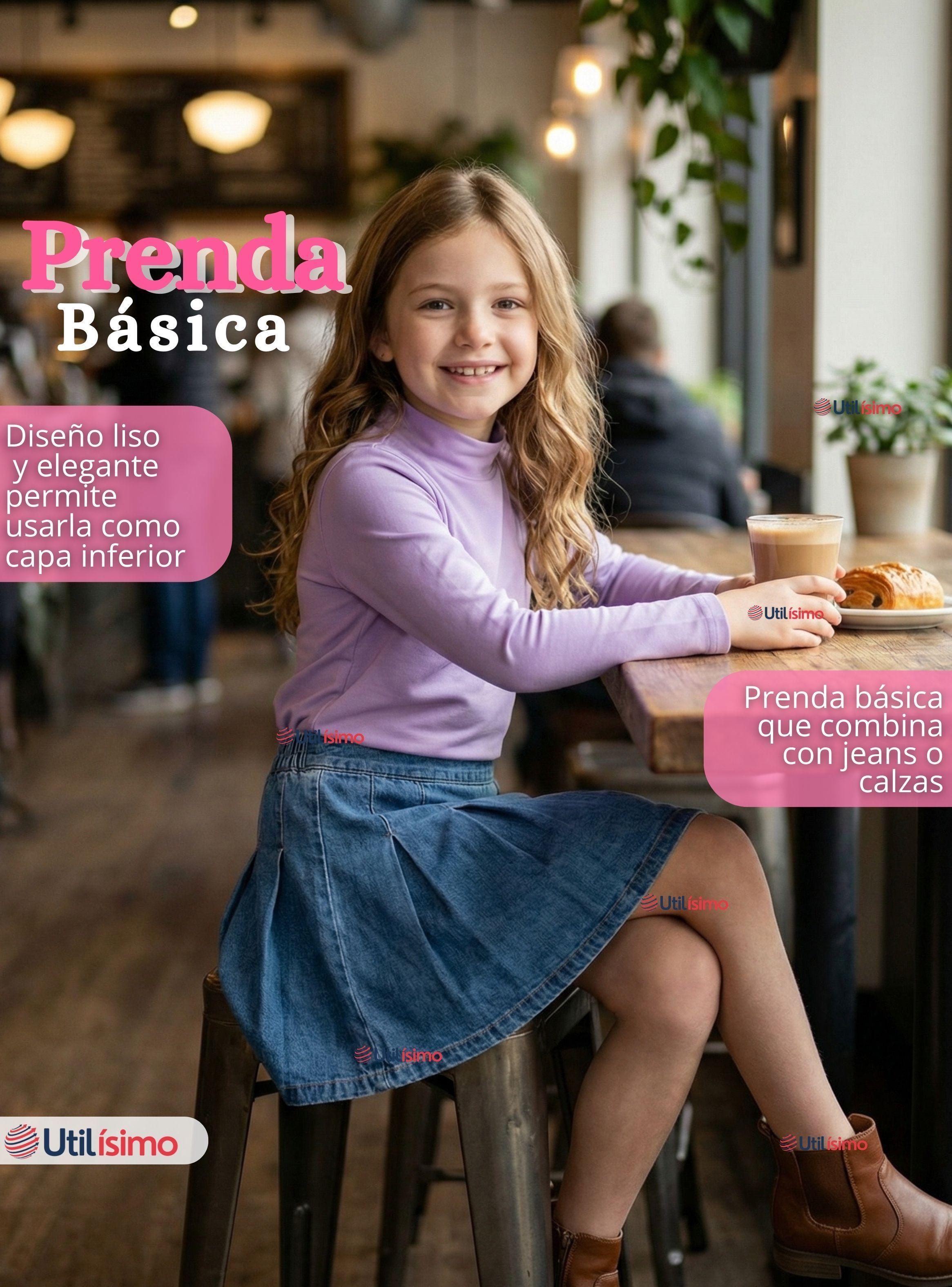 Pack 6 Polera Camiseta Bambú Cuello Beatle Primera Capa Manga Larga Colores Surtido Niña-7