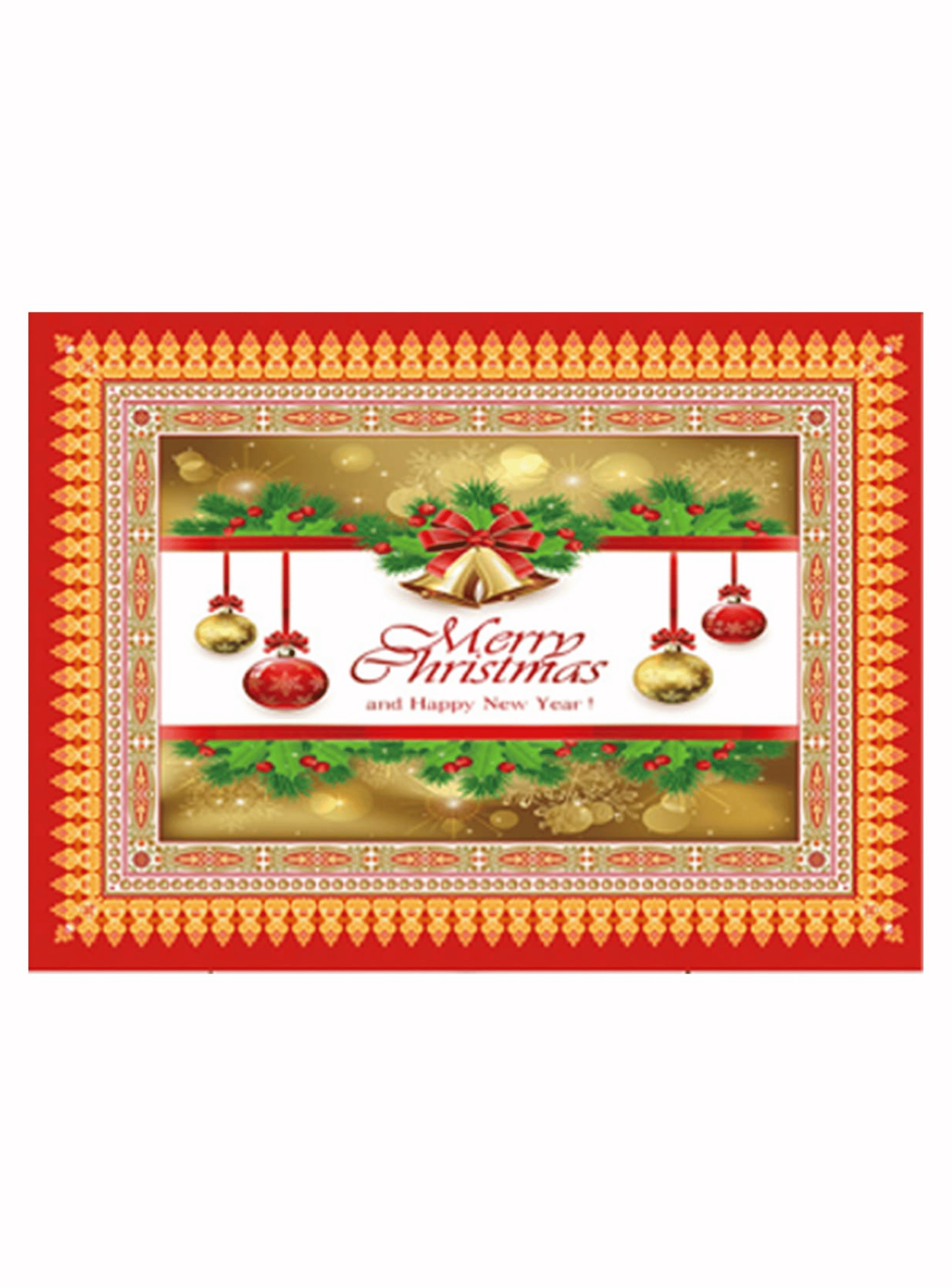 Mantel Navidad Merry Christmas Dorado Poliéster 137x180 cm-3