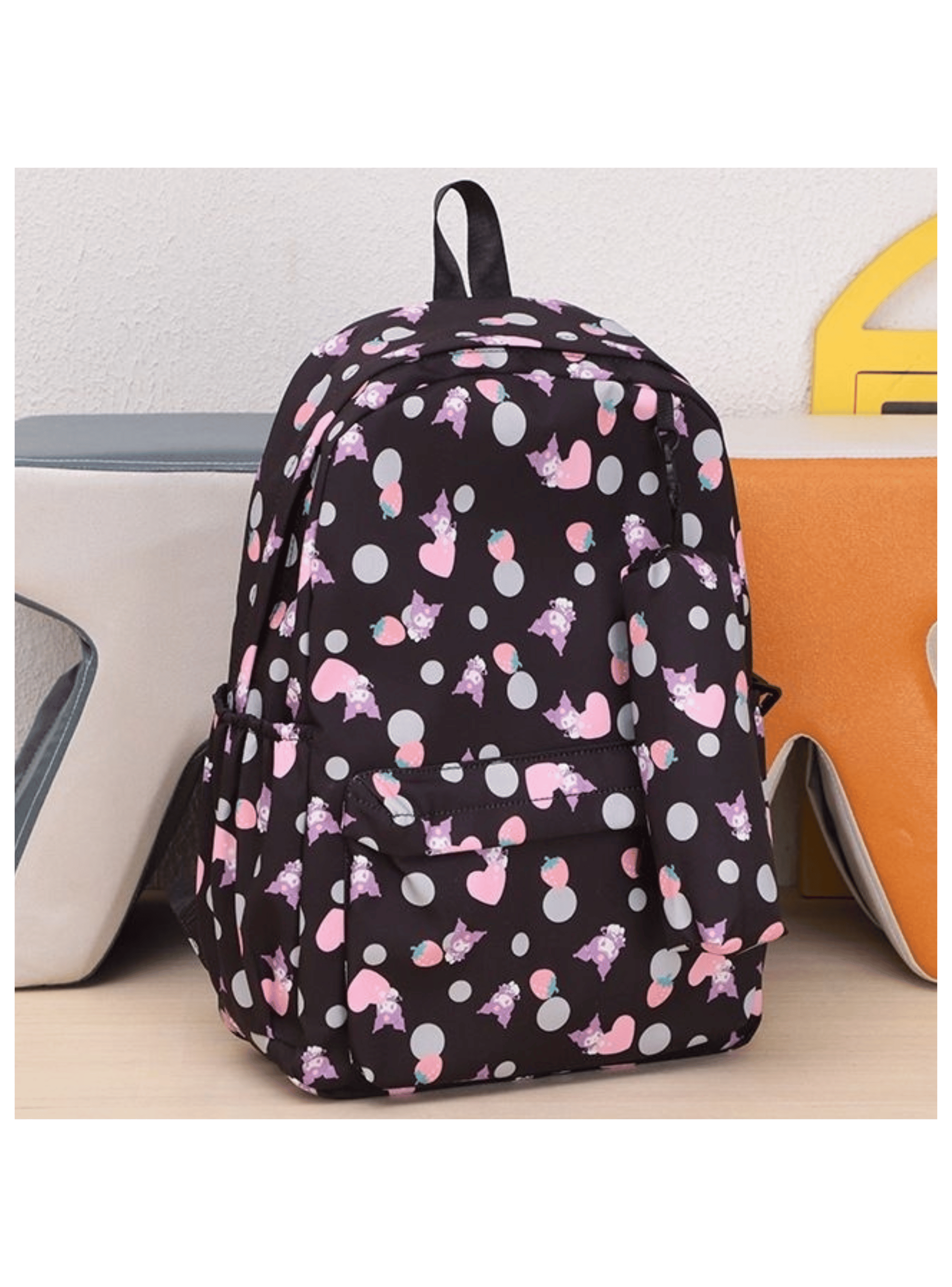 Mochila Kuromi Escolar 44cm Sanrio Estilo Kawaii Black-2