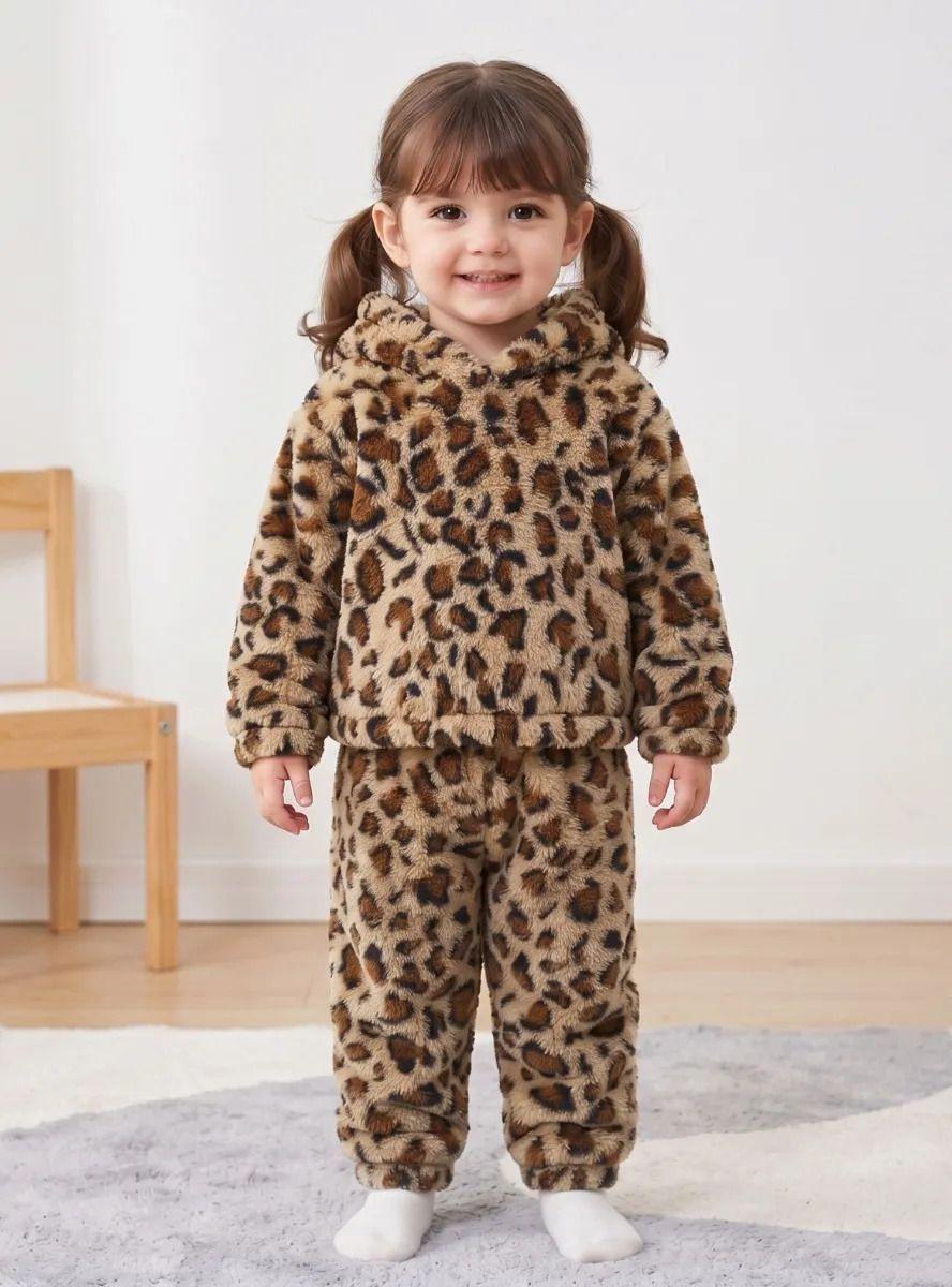 Conjunto 2 Piezas Buzo Polerón Con Capucha Polar Niña de Animal Print-0