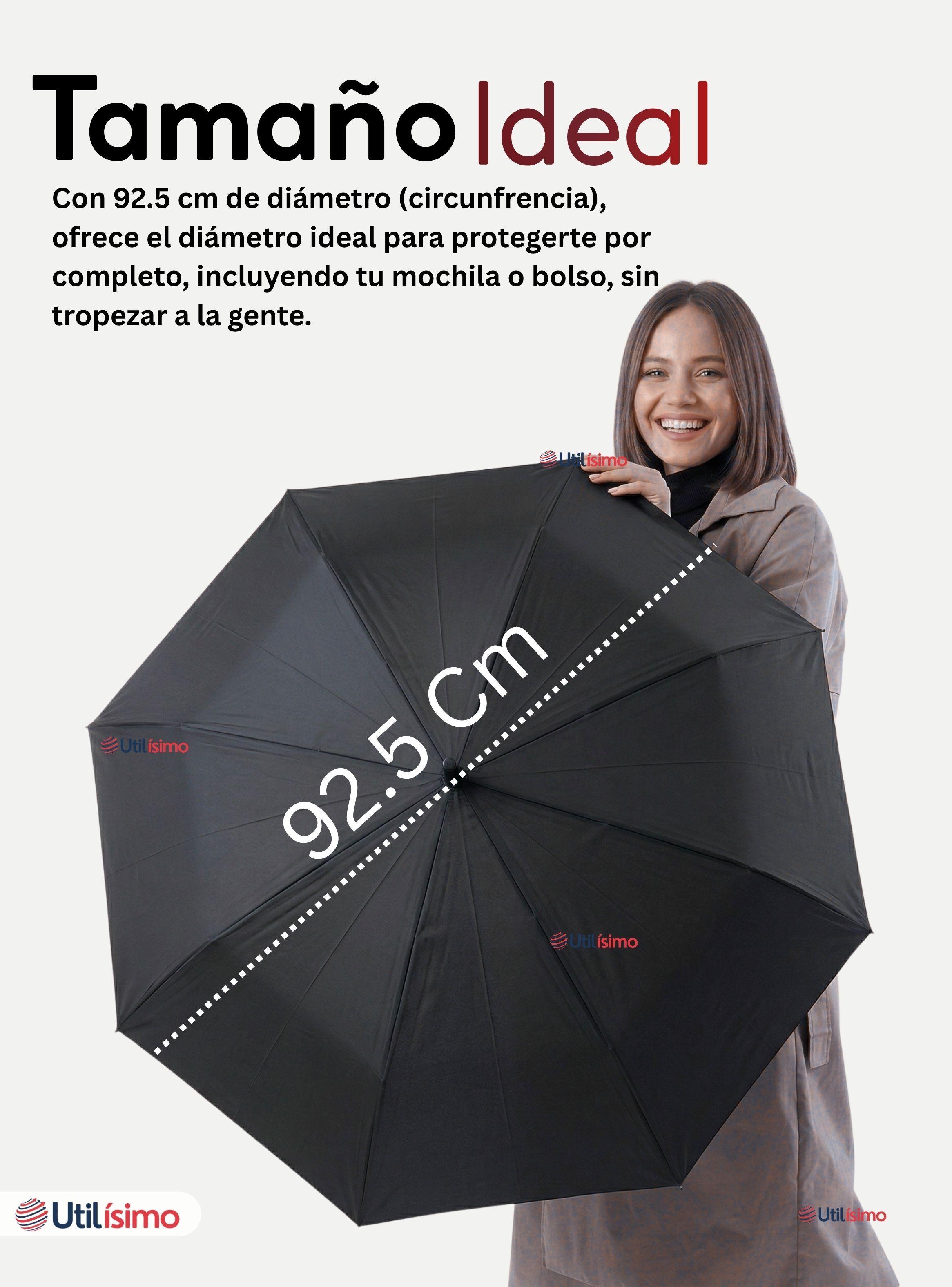 Paraguas Mate Grande 92,5Cm Sombrilla Automática Mango Largo -5