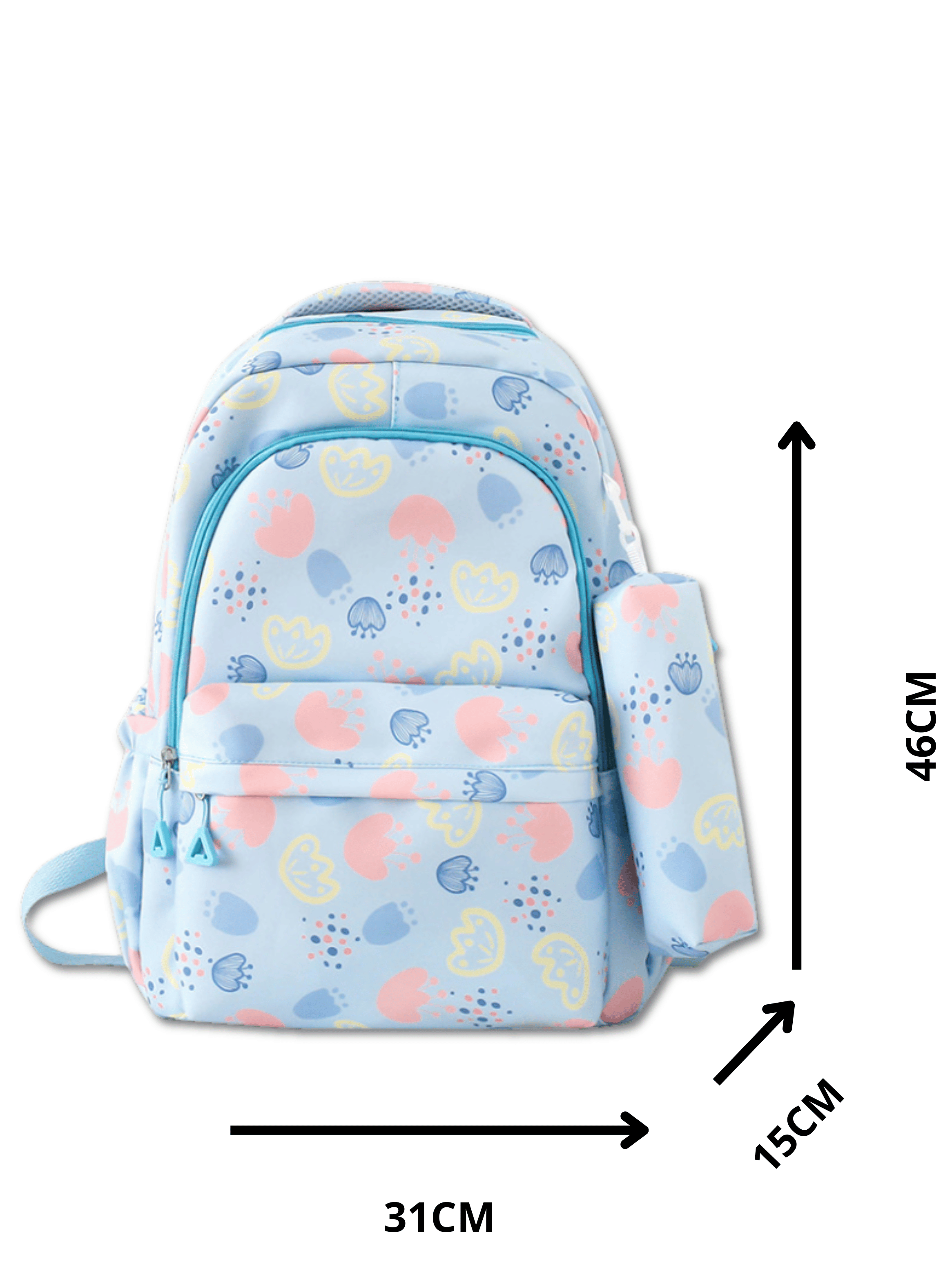 Mochila Escolar 46cm Diseño Floral Print Blue-1