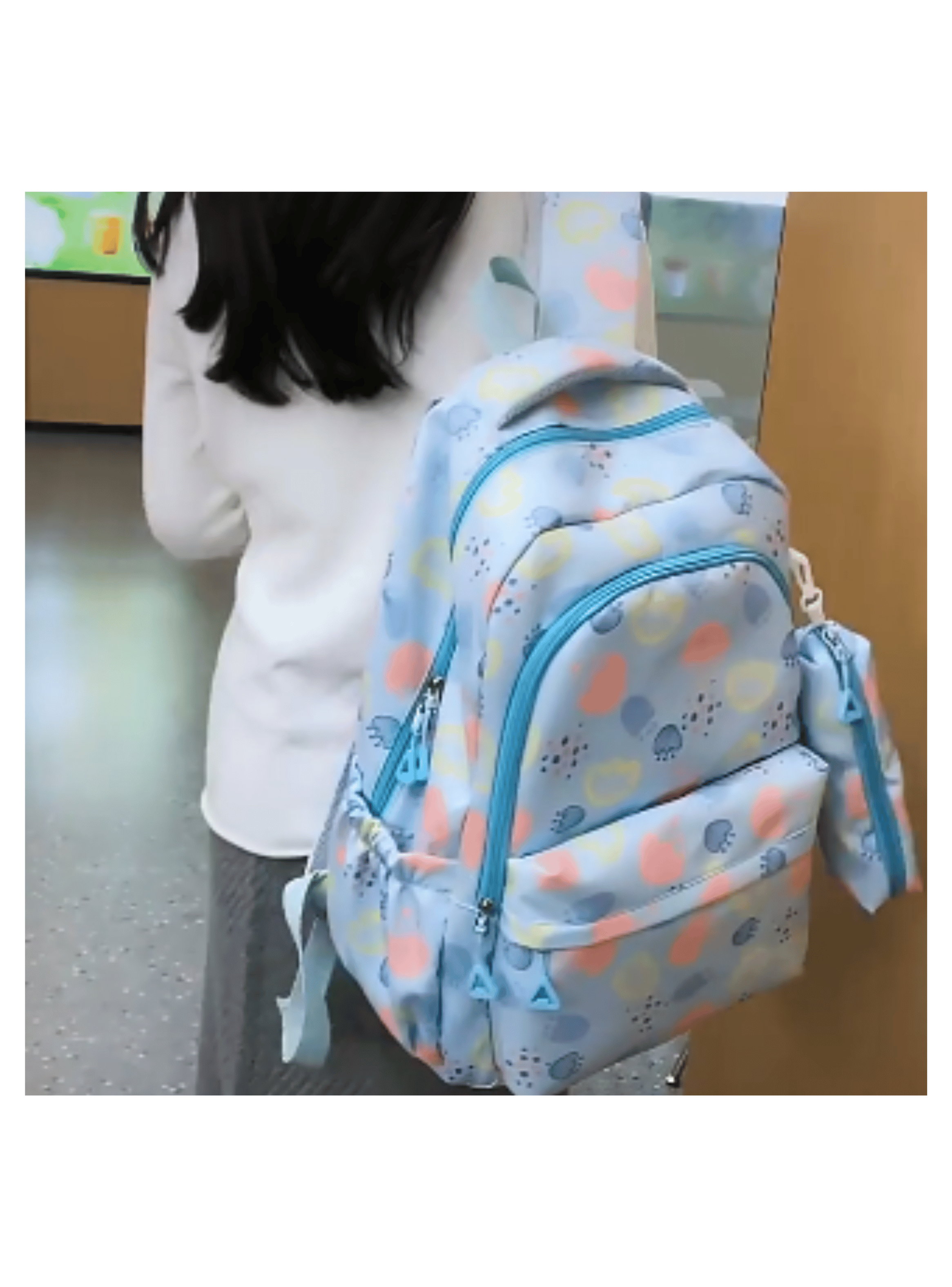 Mochila Escolar 46cm Diseño Floral Print Blue-2
