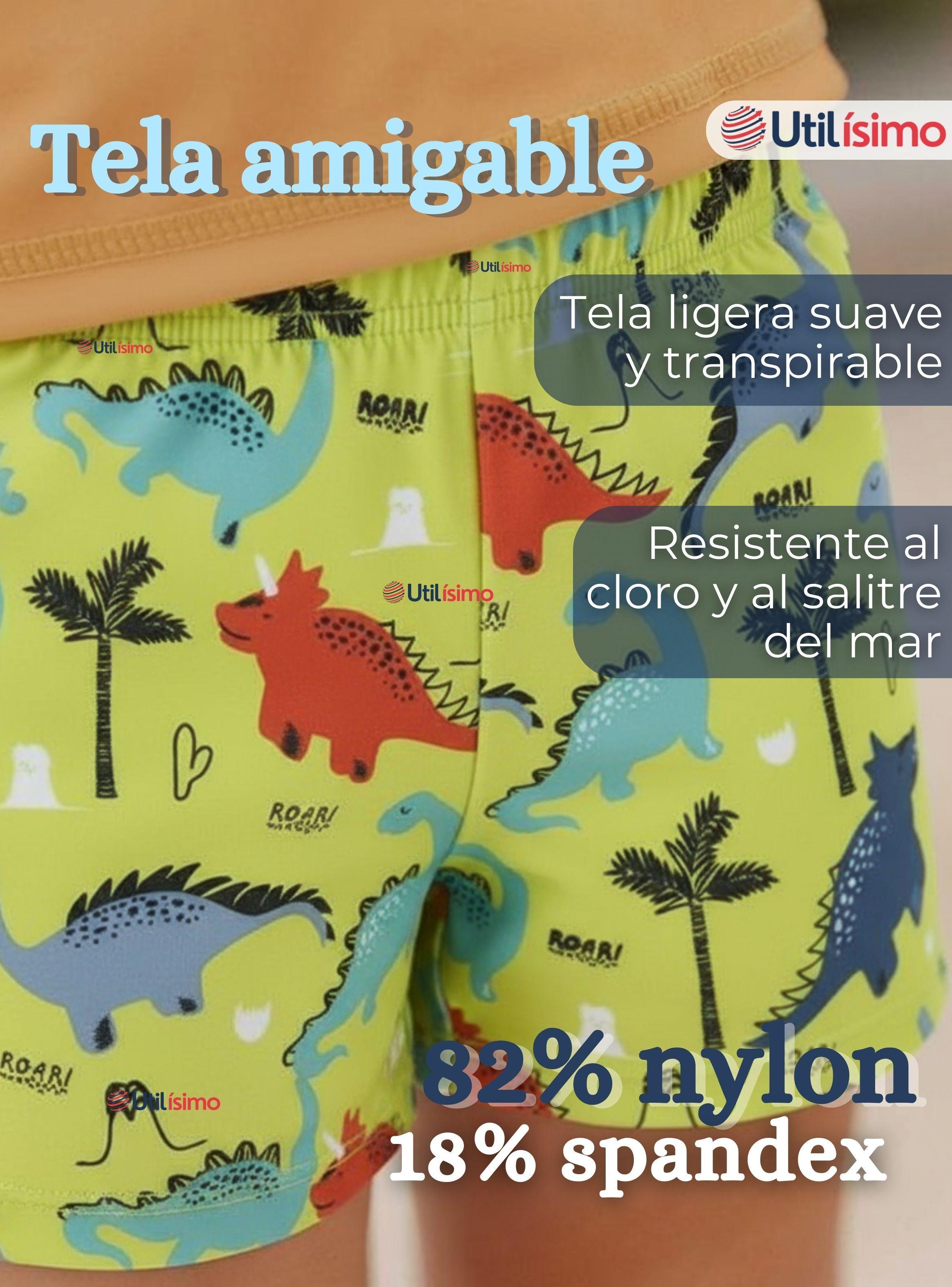 Short De Playa Para Niños Traje De Baño Pantalón Corto Amarillo Dinosaurios-2