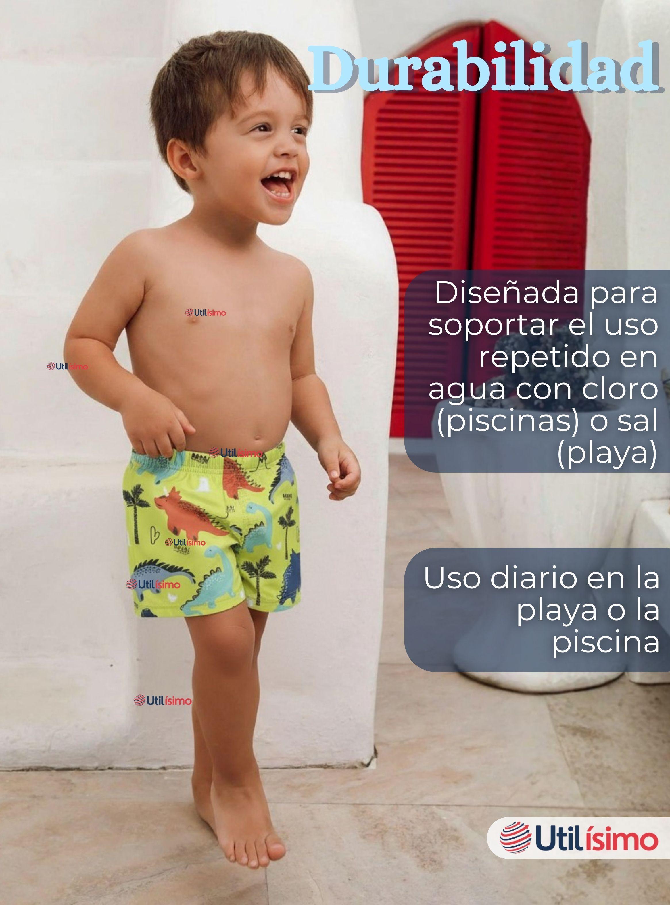 Short De Playa Para Niños Traje De Baño Pantalón Corto Amarillo Dinosaurios-5
