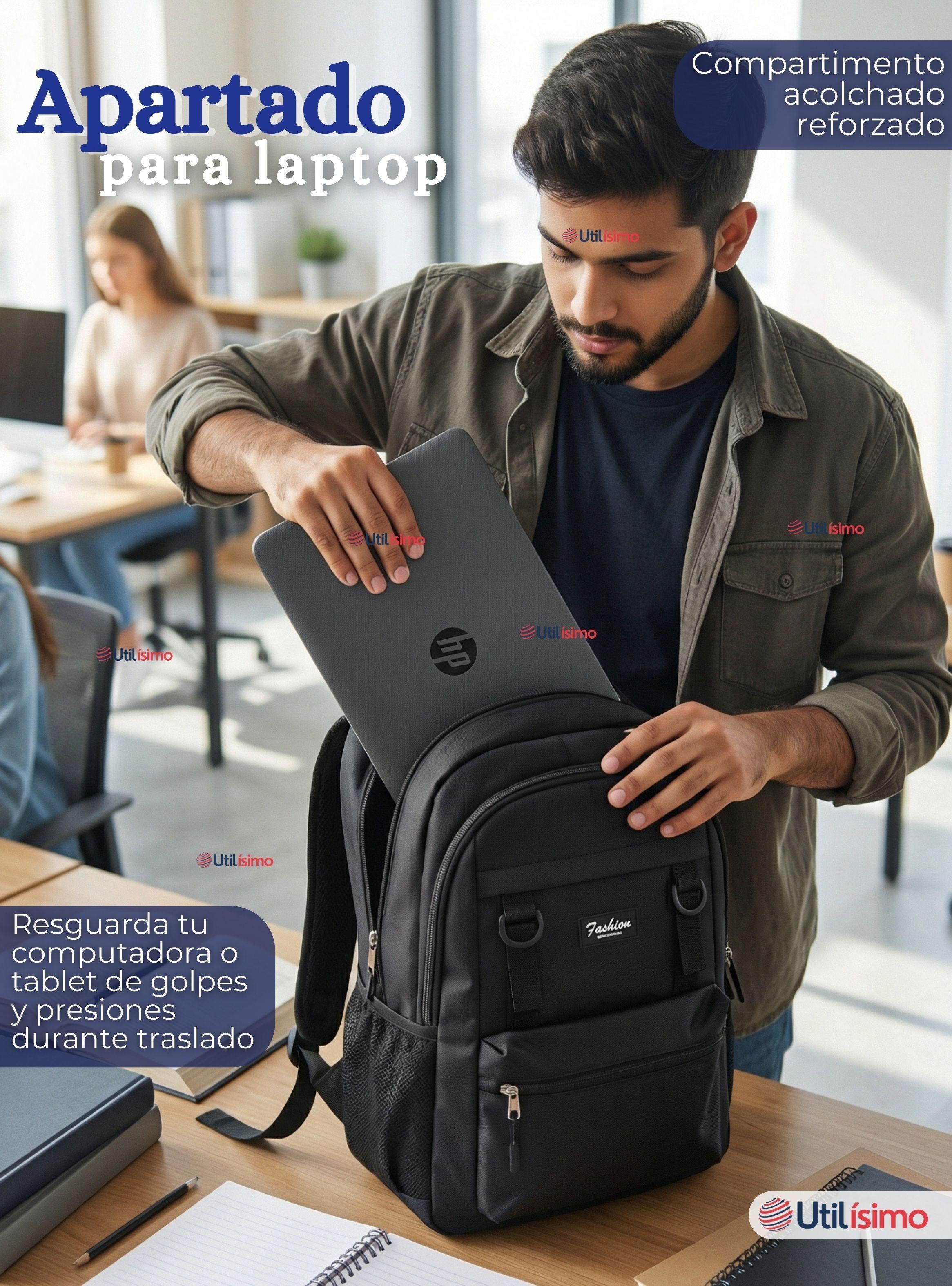 Mochila Escolar Universitaria Impermeable Resistente 44cm Negro 20L-2