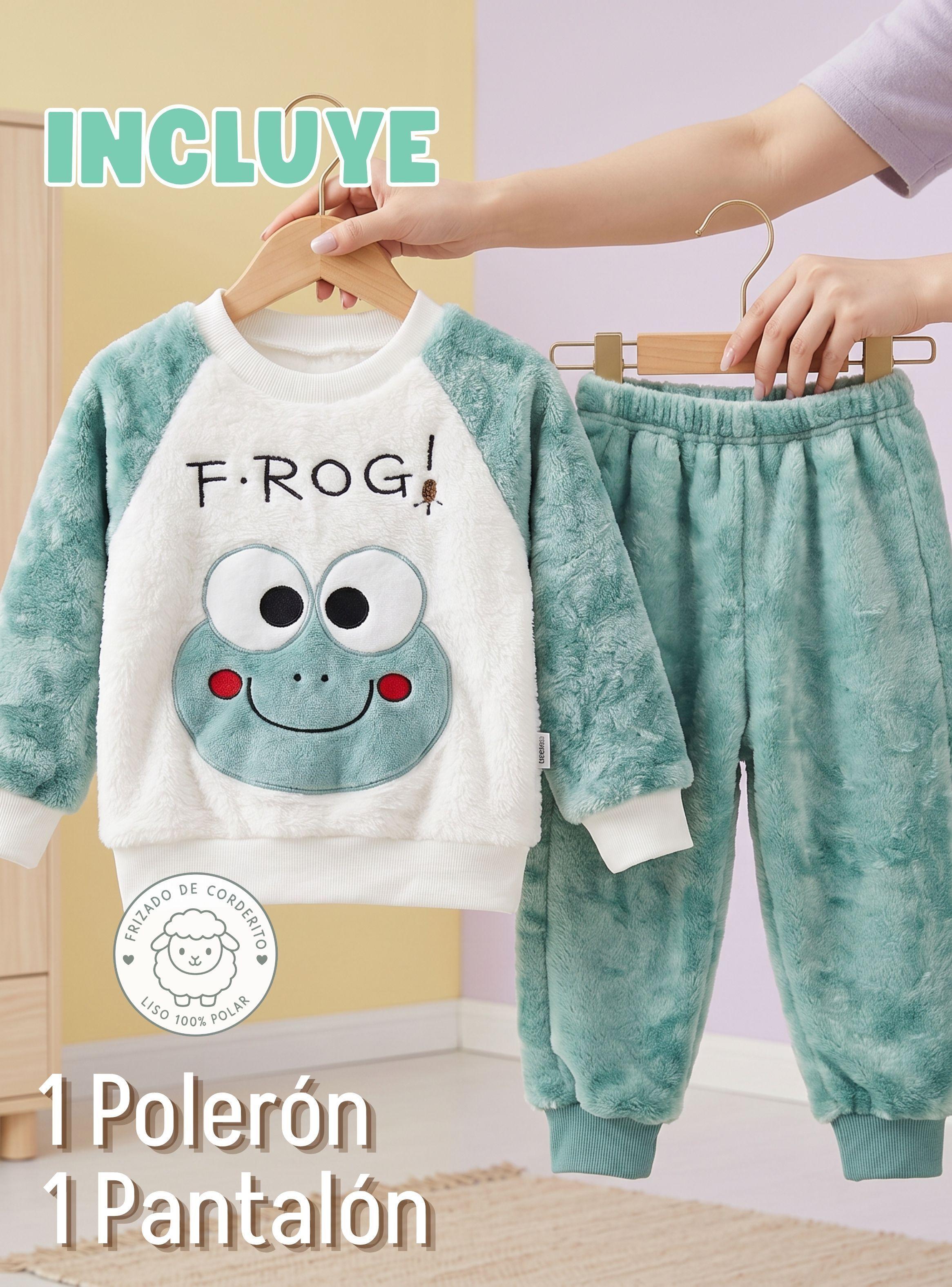Conjunto 2 Piezas Polerón Buzo Frizado Corderito Liso Niño Bebe-2