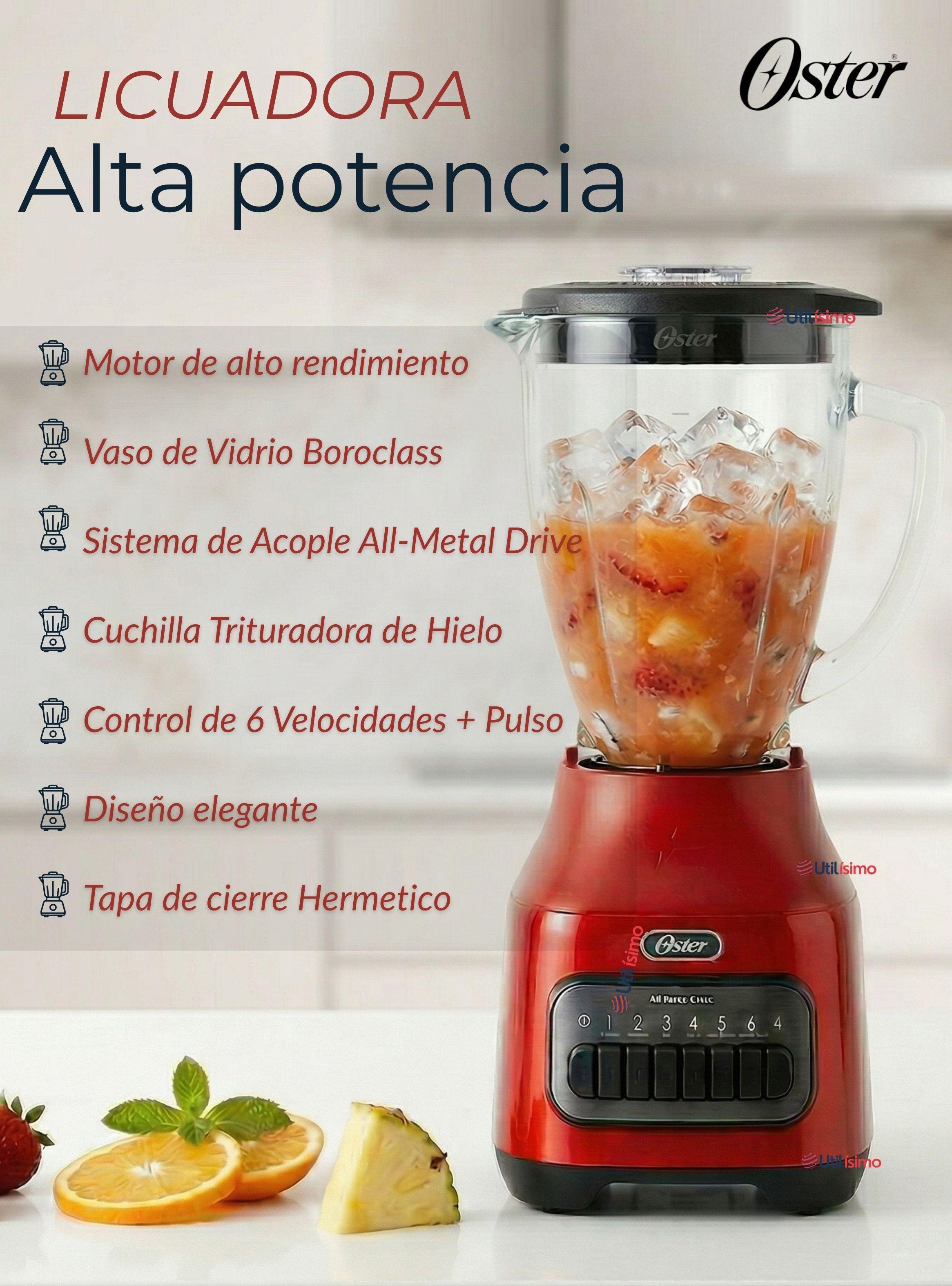 Licuadora Oster® con vaso de vidrio y 6 velocidades más pulso 800 Watts de 1,5Litros-3