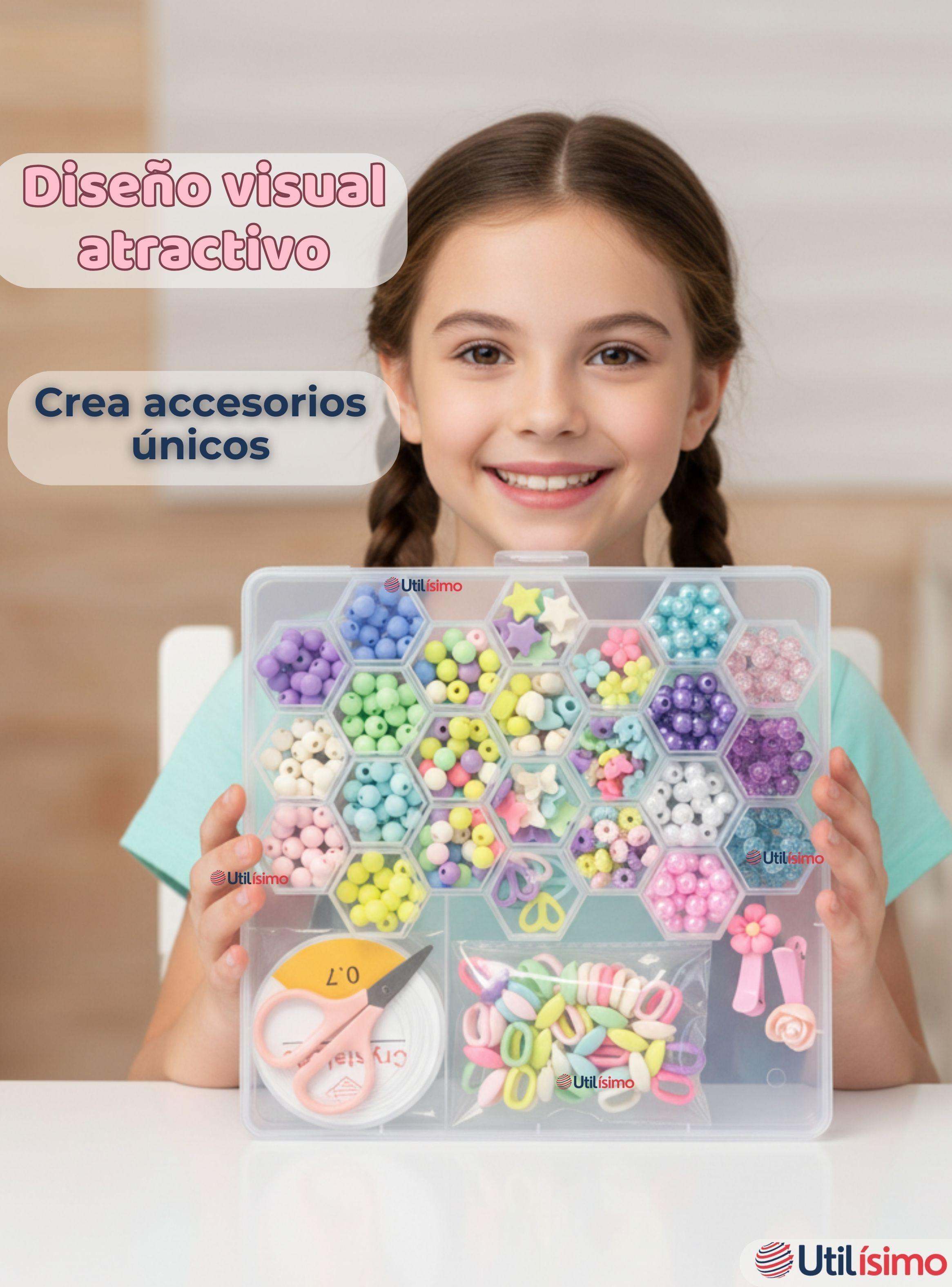 Set De Mostacillas Bisutería Juguete Kit Para Crear Pulseras Y Collares para Niñas-6