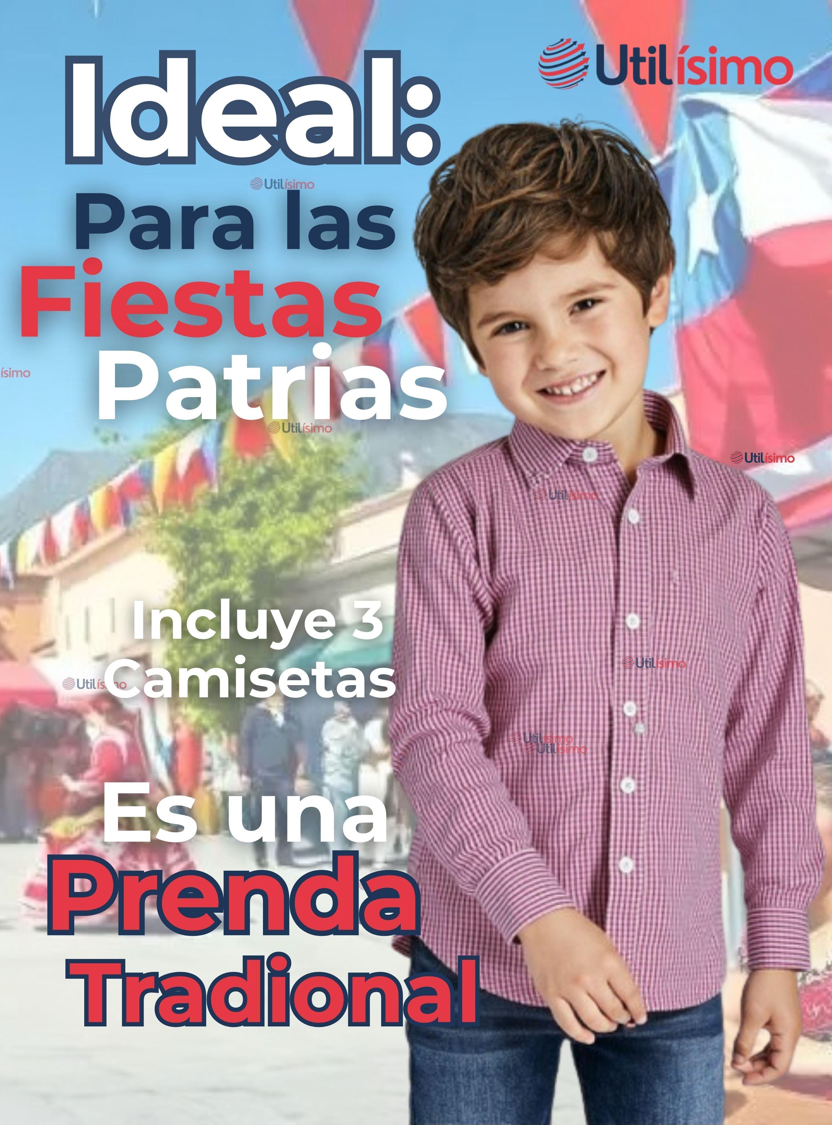 Pack 3 Camisa Huaso Cuadrillé Algodón Niño Color Rojo-4