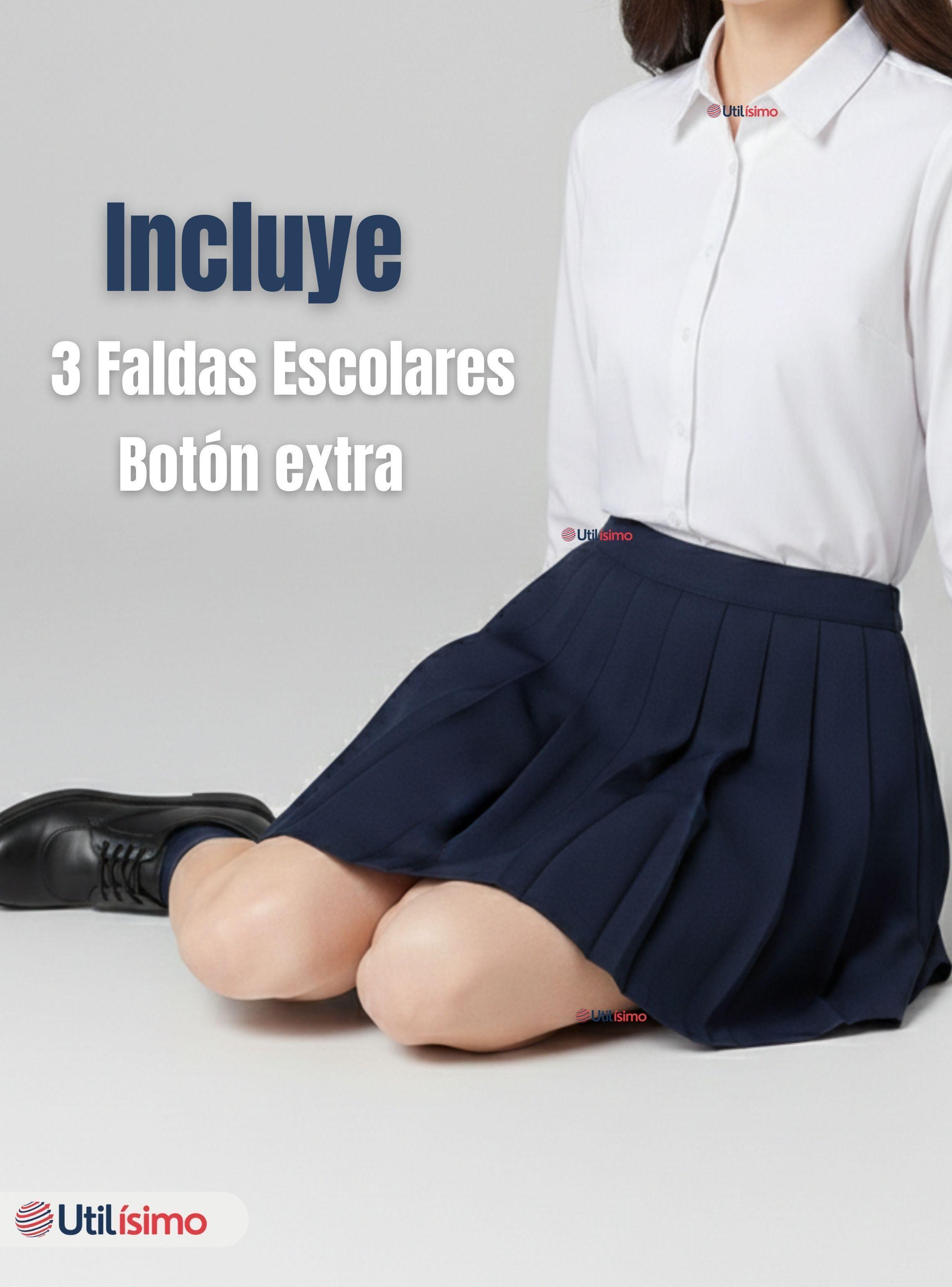 Pack 3 Faldas Escolar Plisada Niña Juvenil Color Azul-2