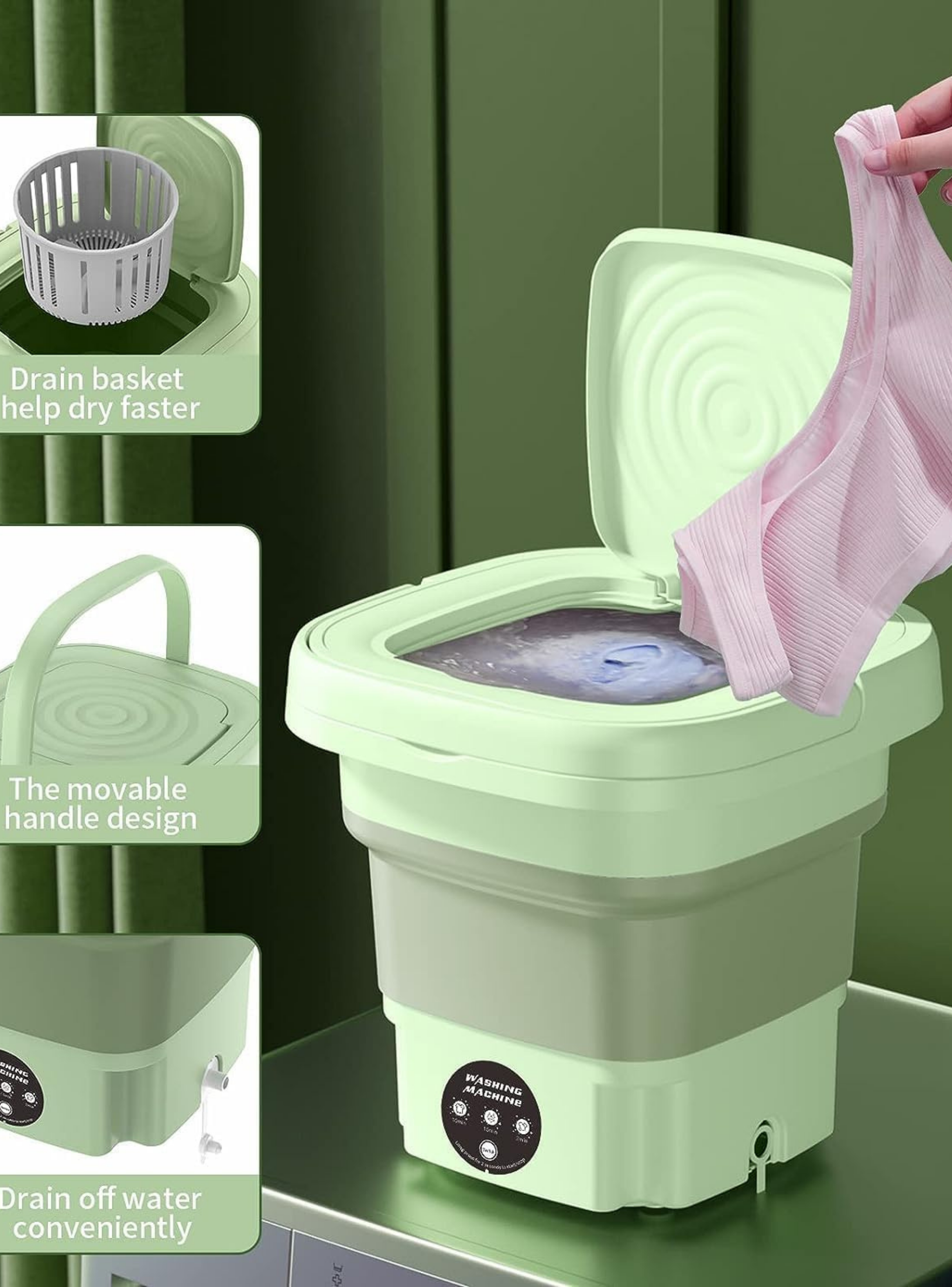 Mini Lavadora Portátil Plegable 6 LItros De Cubo Pequeño-1