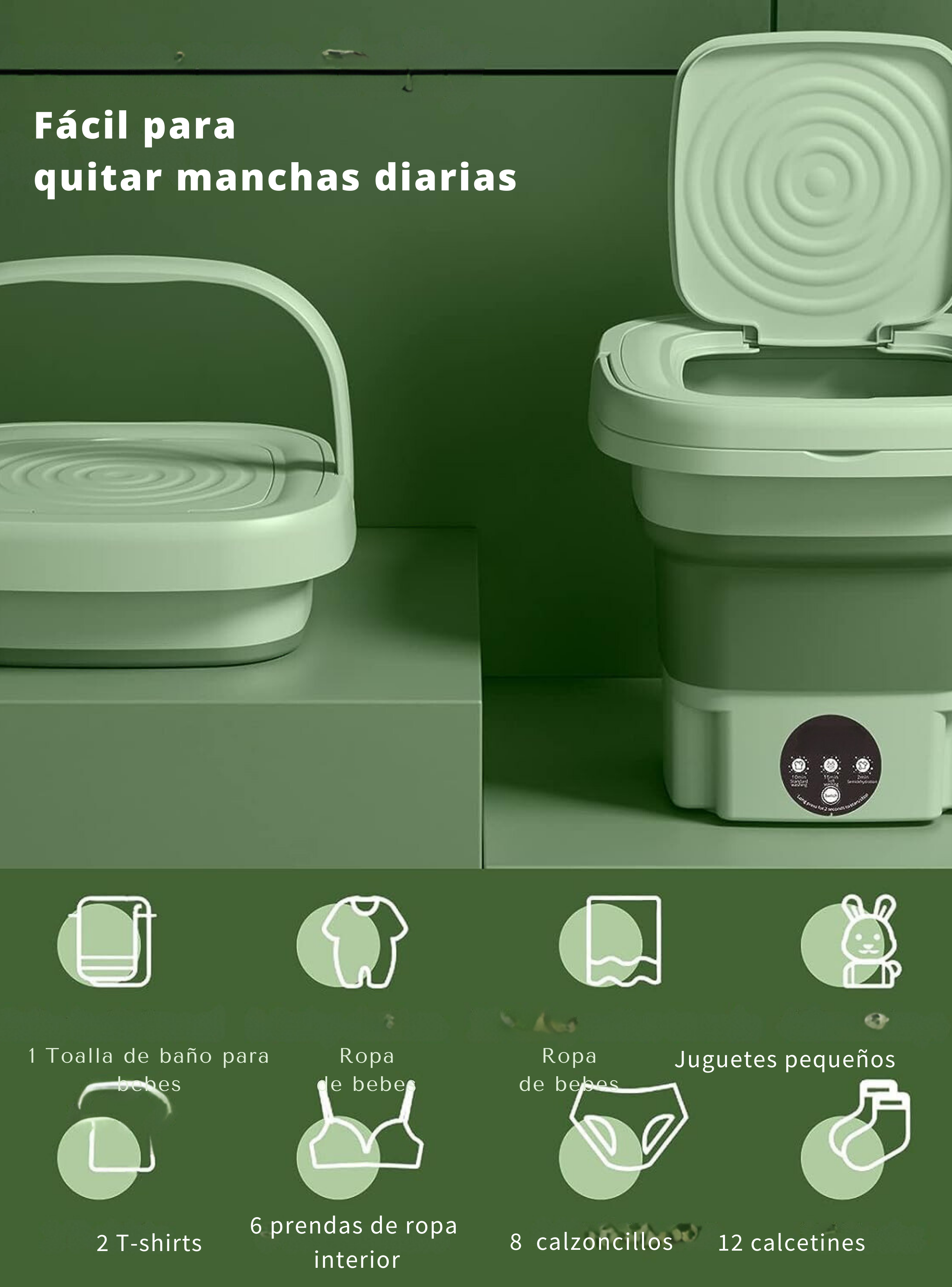 Mini Lavadora Portátil Plegable 6 LItros De Cubo Pequeño-3