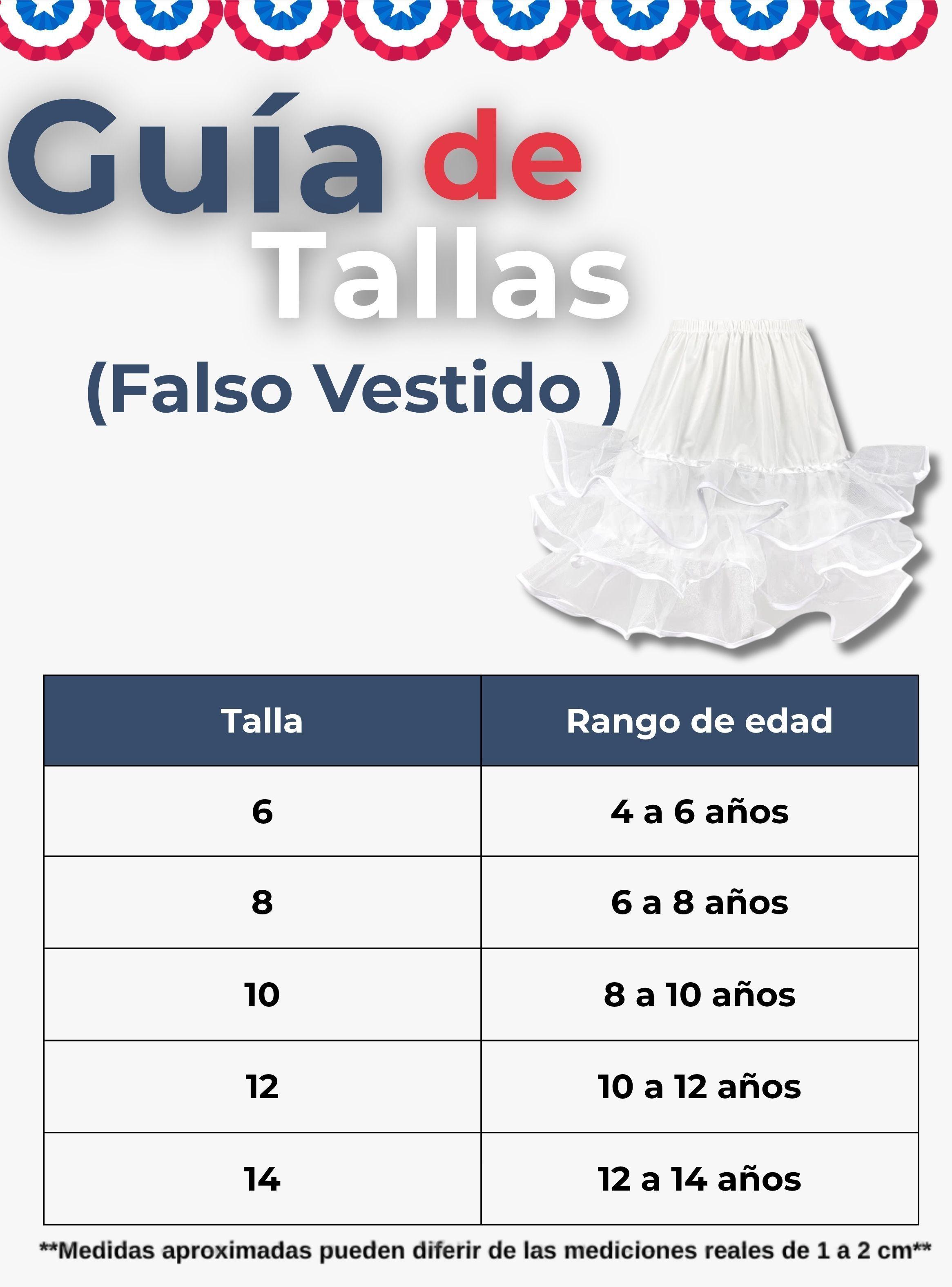 Falso para Vestido Niñas y Juvenil Fiestas Patrias Color Blanco-2