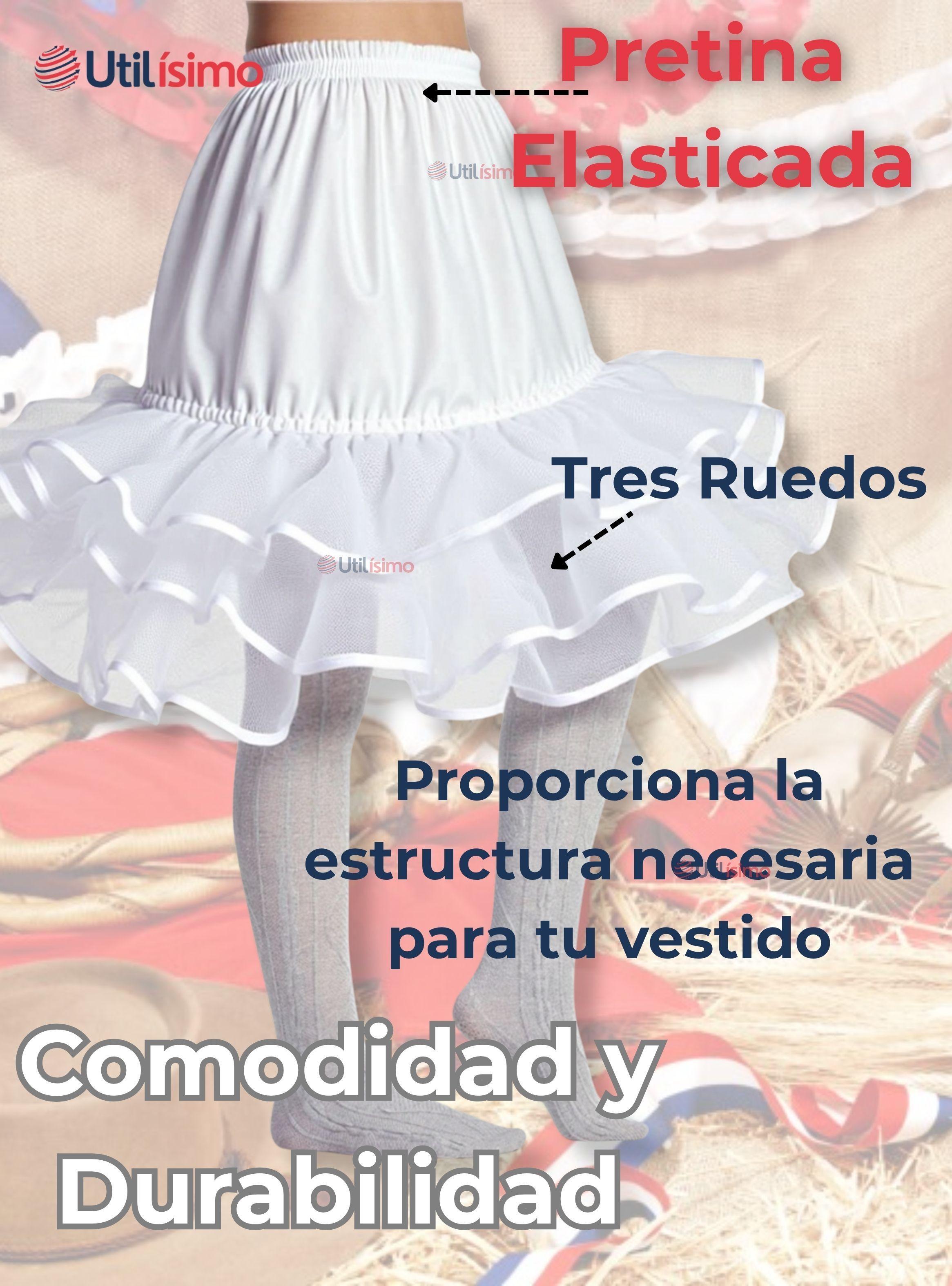 Falso para Vestido Niñas y Juvenil Fiestas Patrias Color Blanco-3