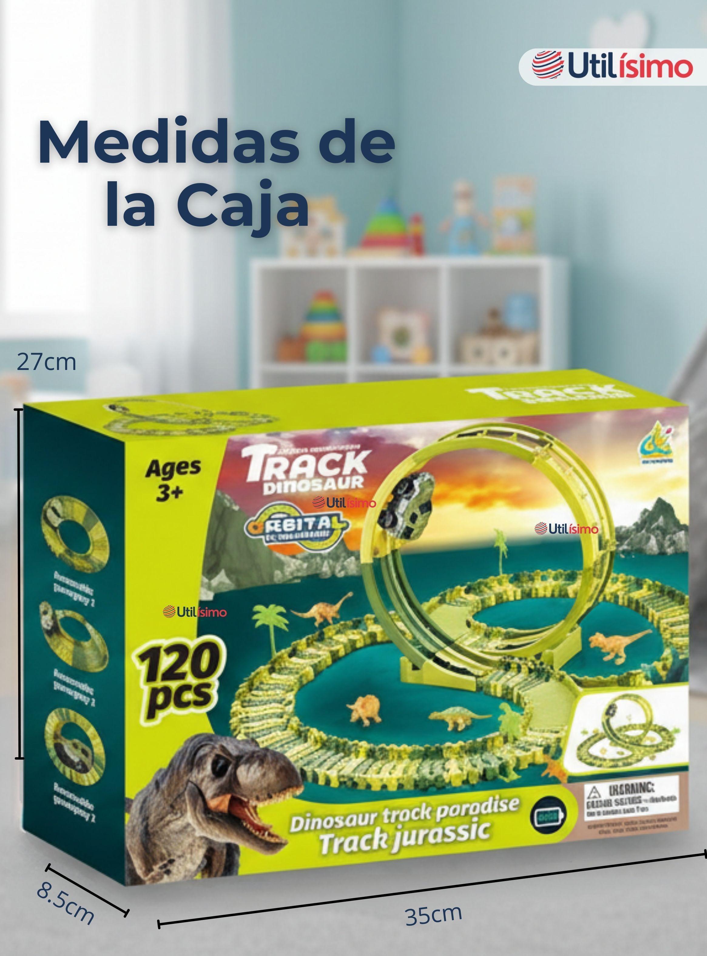 Pista Carreras de Auto Juguete Flexible Dinosaurio 120 Piezas Niños-3