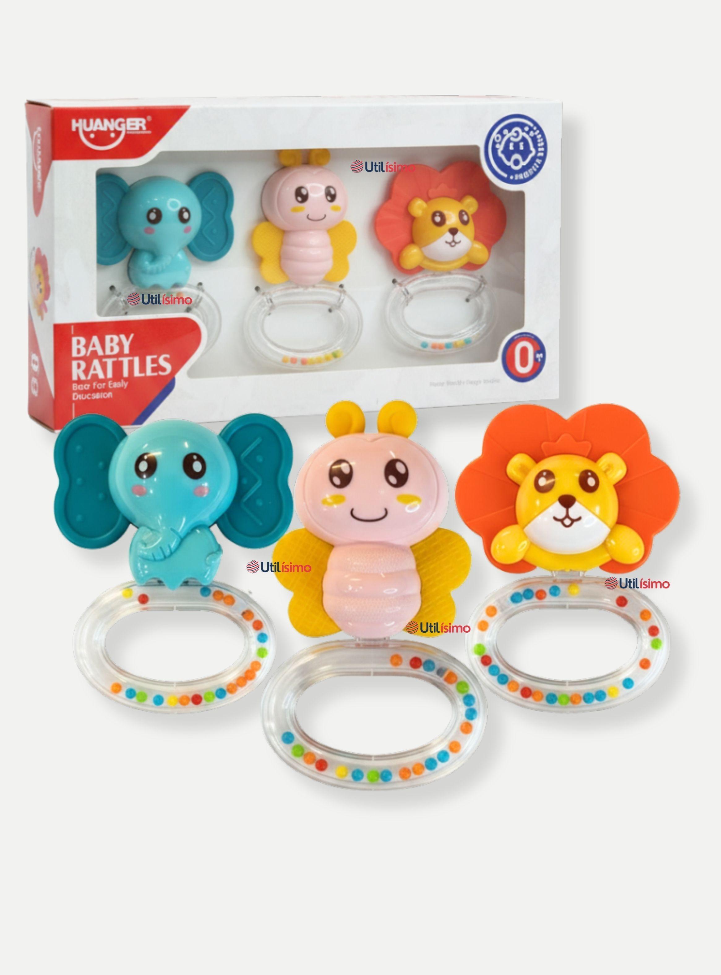 Set de 3 Piezas Sonajeros Cascabel Juguetes para bebé Niño o Niña-0