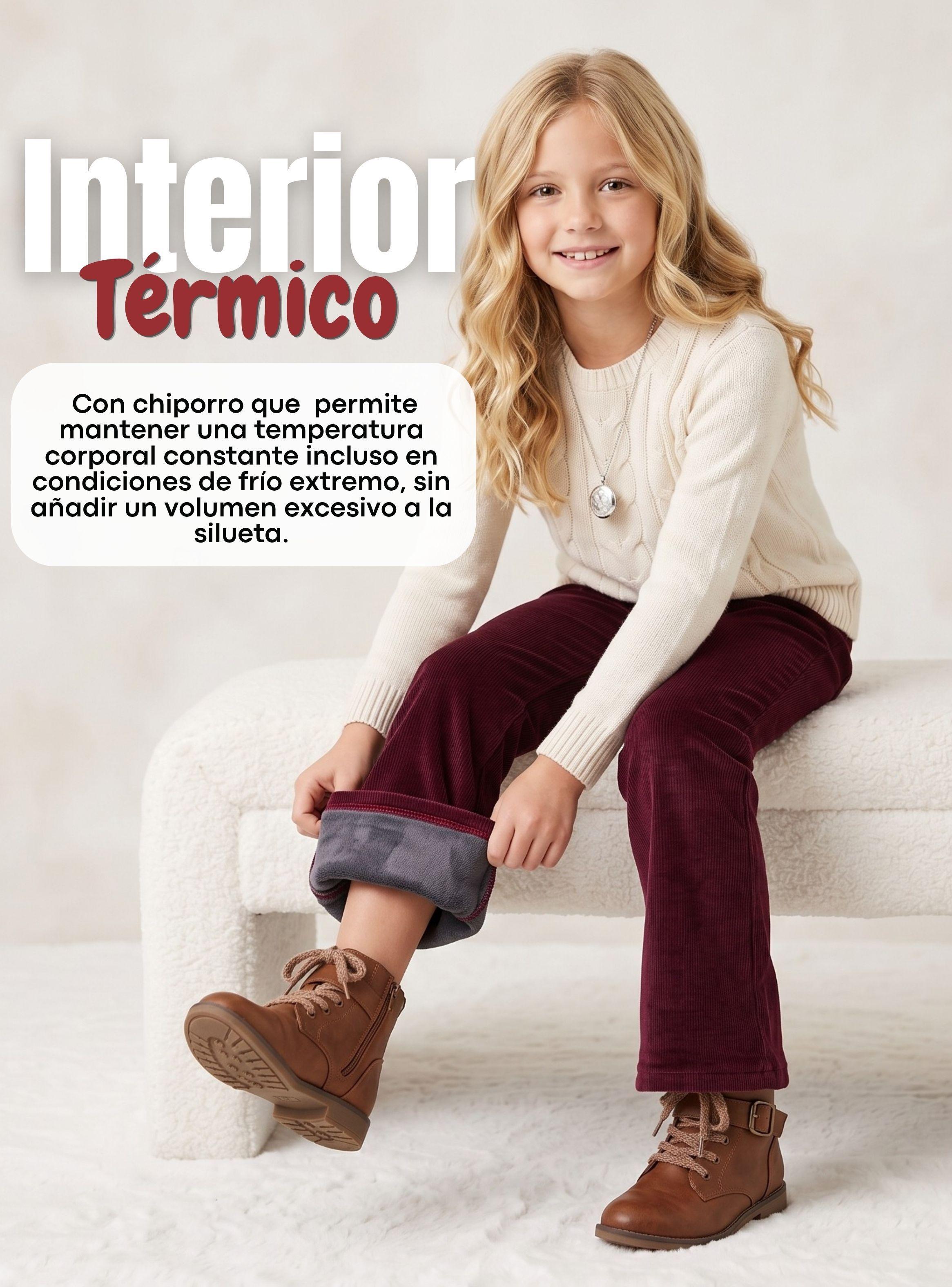 Pantalón Palazzo Niña Polar Con Chiporro Calzas Térmica Elasticada Color Burdeo-5