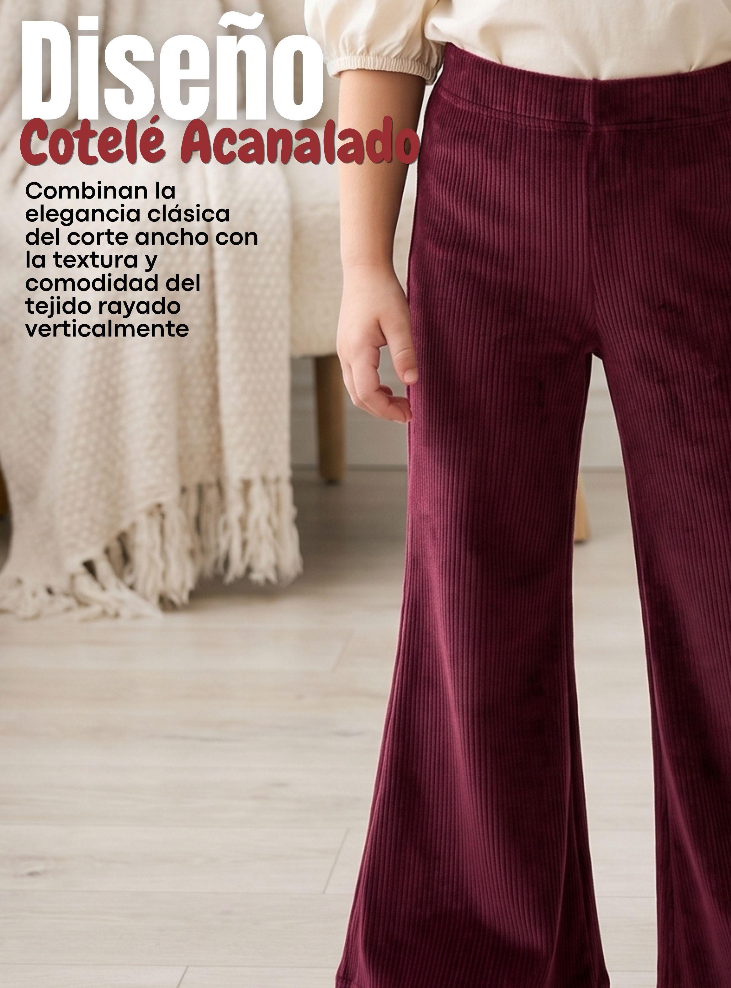 Pantalón Palazzo Niña Polar Con Chiporro Calzas Térmica Elasticada Color Burdeo-6
