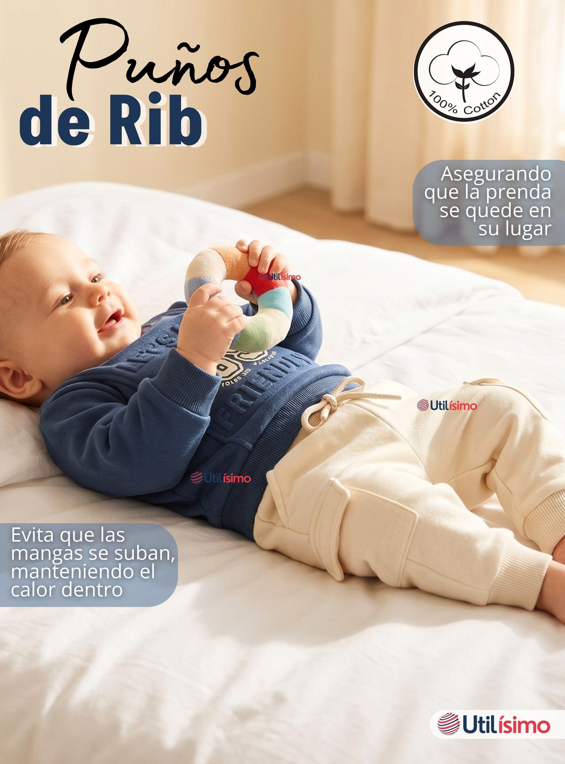 Conjunto 2 Piezas Buzo Pantalón Y Polerón De Algodón Azul de Bebé Niño-7