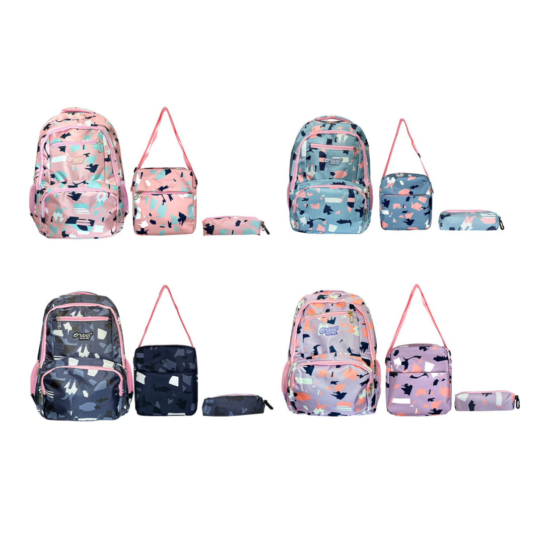 Mochila Escolar Estampado con Lonchera y Estuche 46X31X19CM Surtido-4