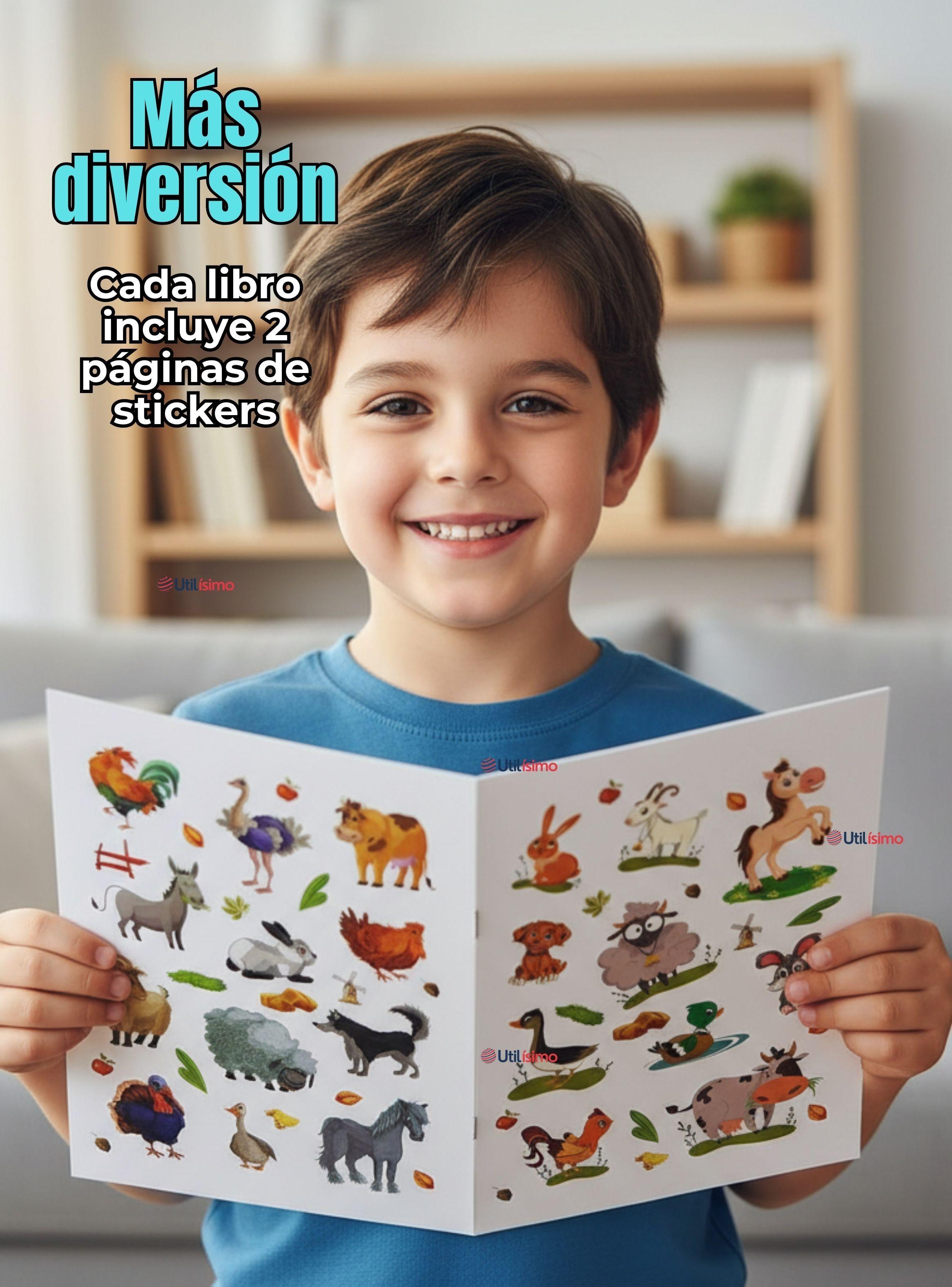 Pack 3 Libros Para Colorear y Pintar Educativo Con Stickers Diseños Surtidos-5