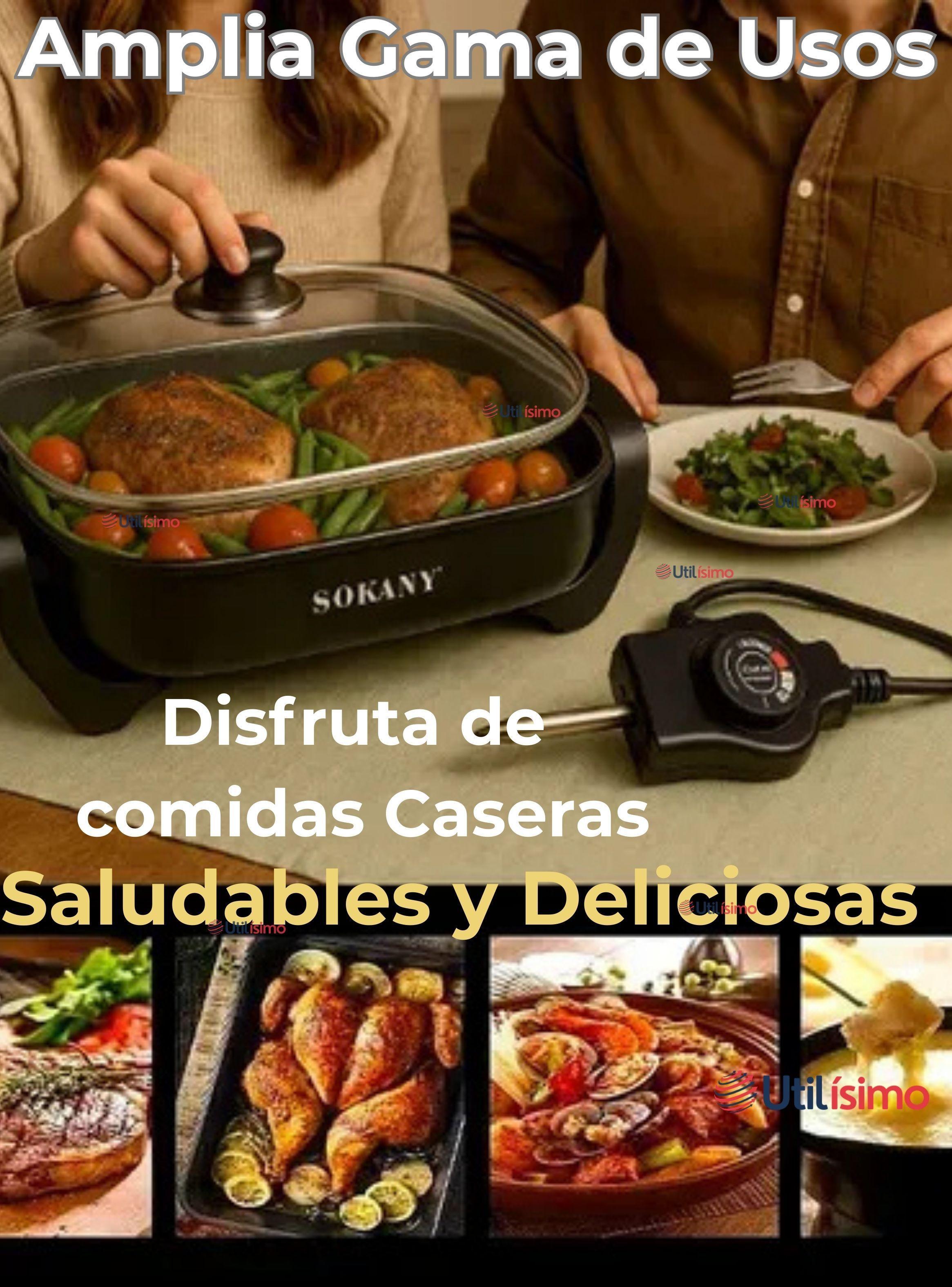 Sartén Eléctrico Sokany 1500W  Olla Antiadherente Multifuncional-3