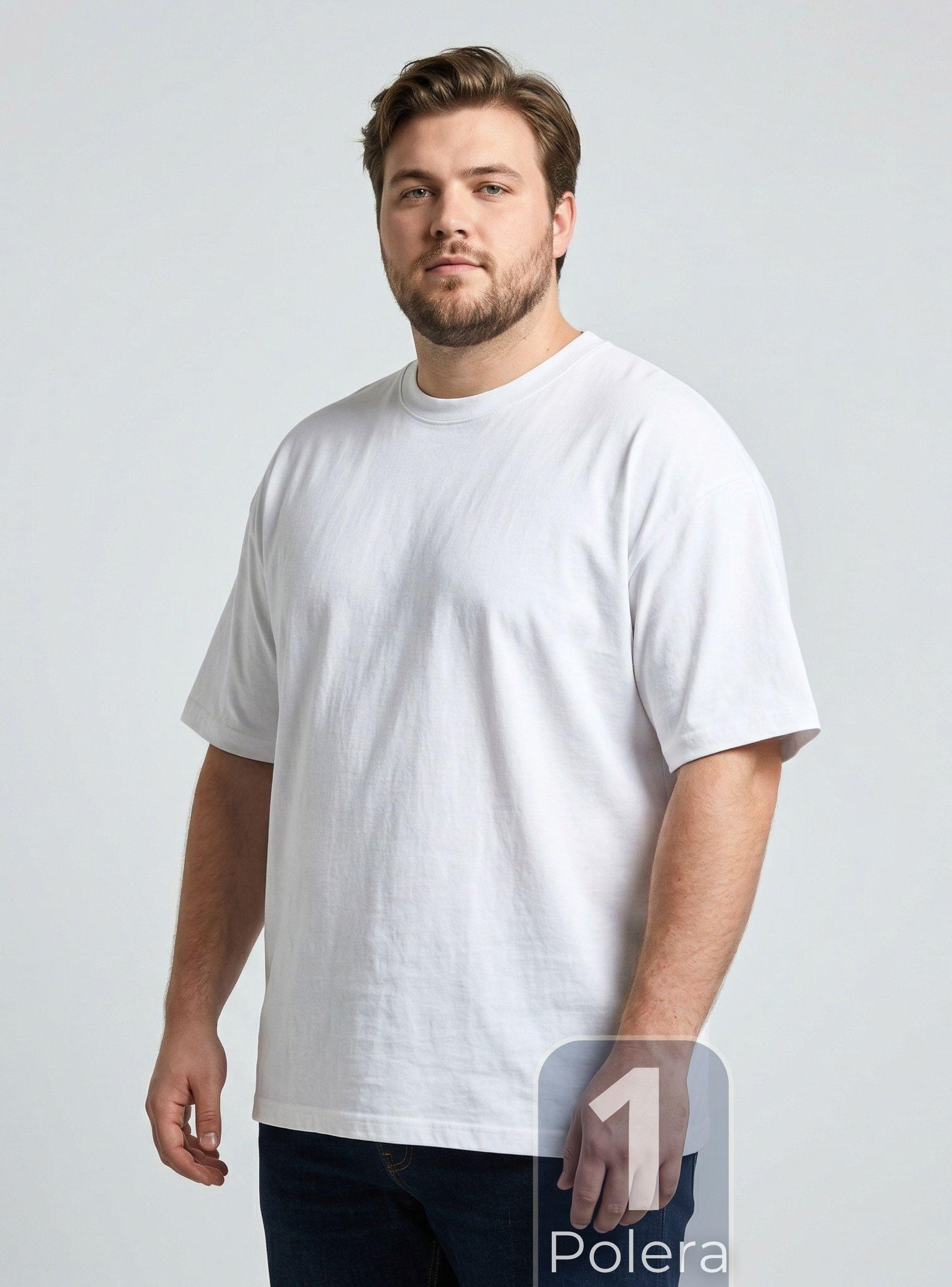 Camiseta Polera Algodón Primera Capa Manga Corta Blanco Hombre-1