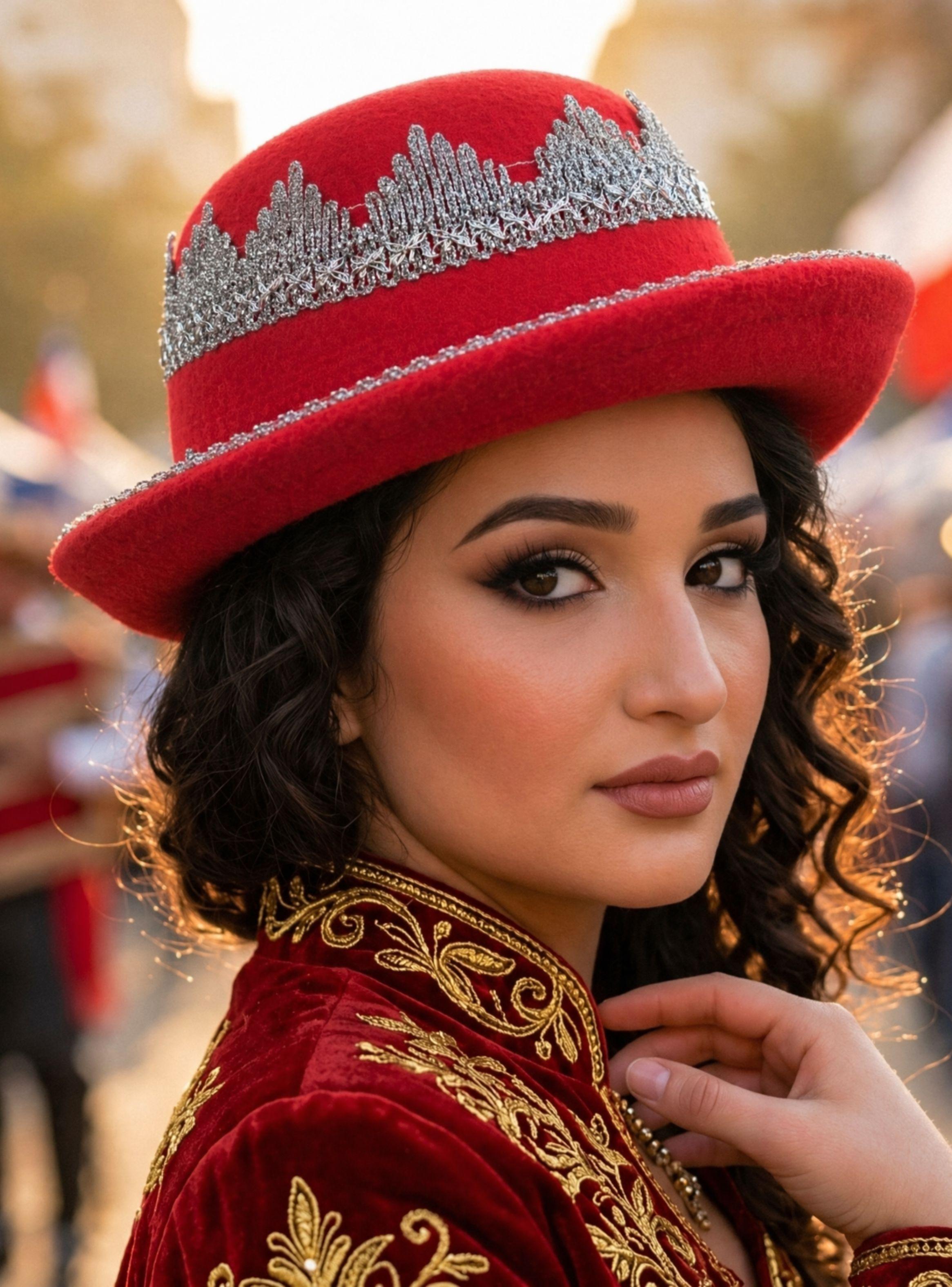 Sombrero Gorro Caporal Mujer Fiestas Patrias Rojo Bailes Típico-0