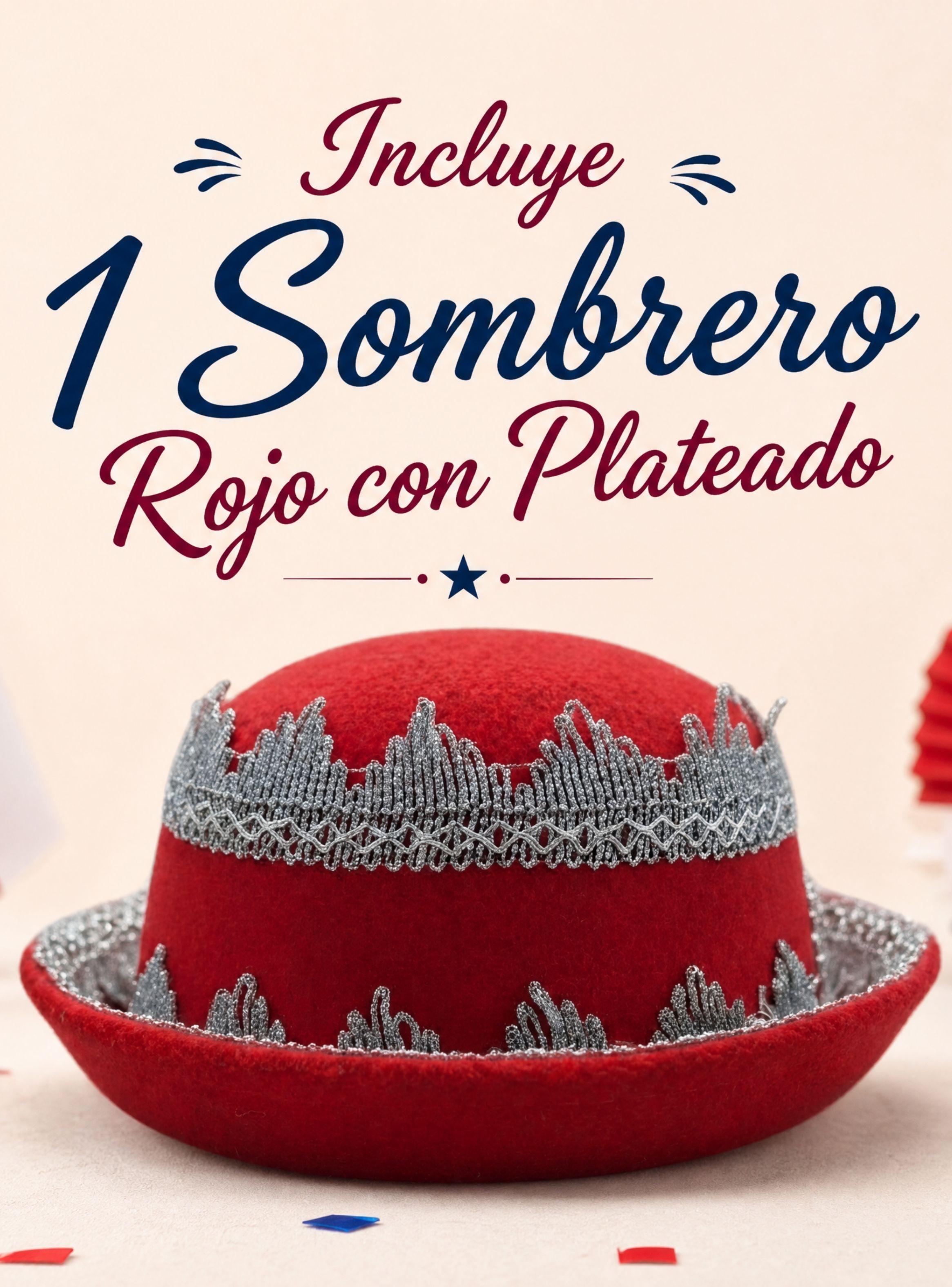 Sombrero Gorro Caporal Mujer Fiestas Patrias Rojo Bailes Típico-2