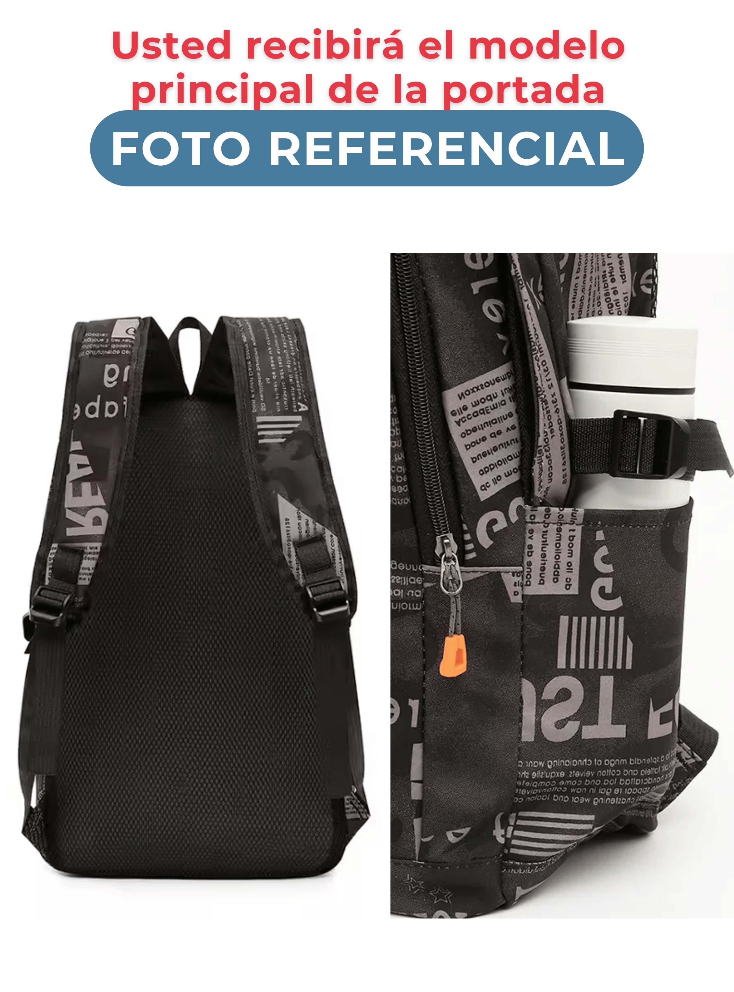 Pack Mochila Lonchera Estuche Grande 49cm Juvenil y Escolar Grey-4