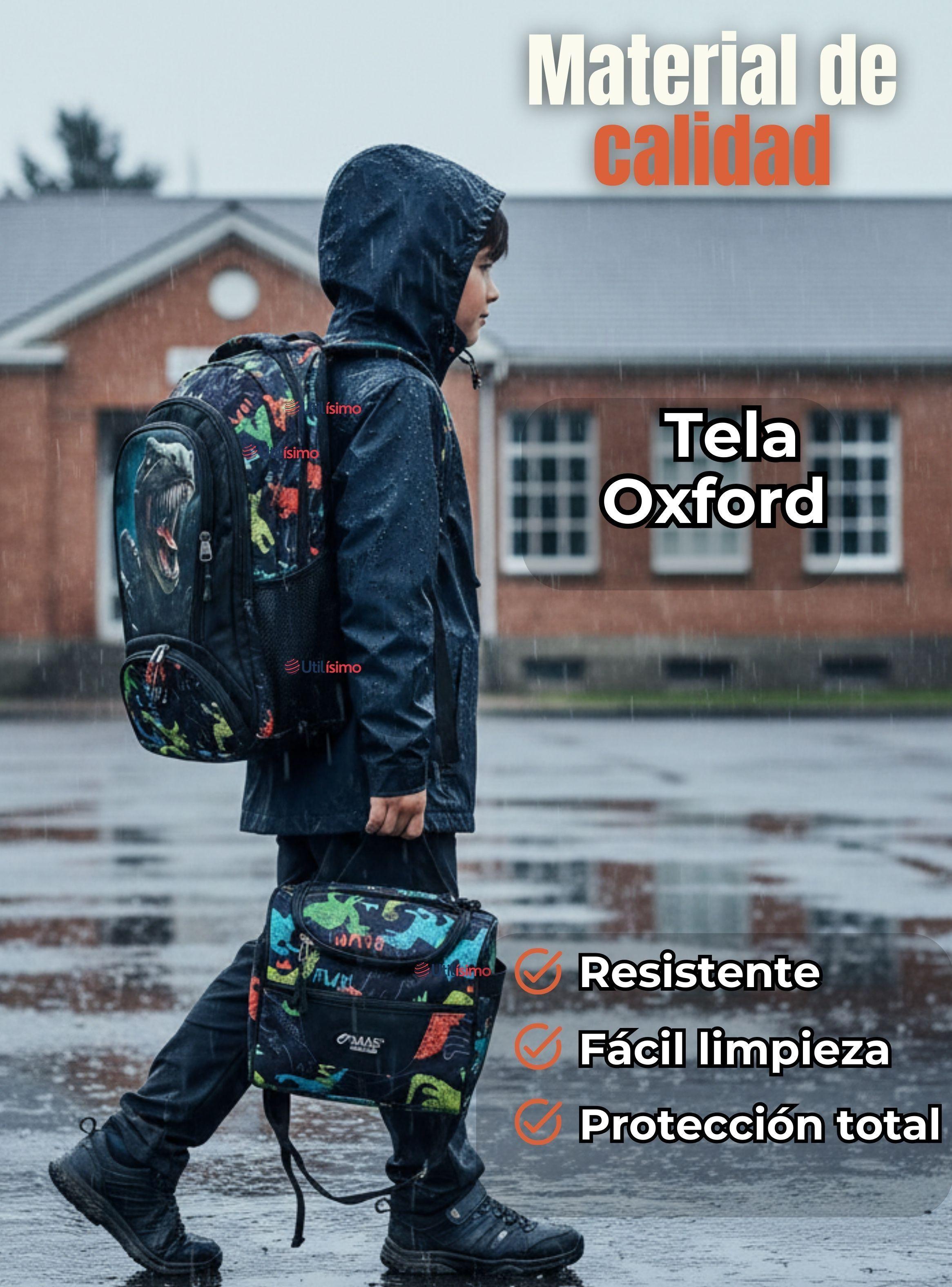 Mochila Escolar Kit Con Estuche y Lonchera 45 cm Tela Oxford Dino para Niños-7