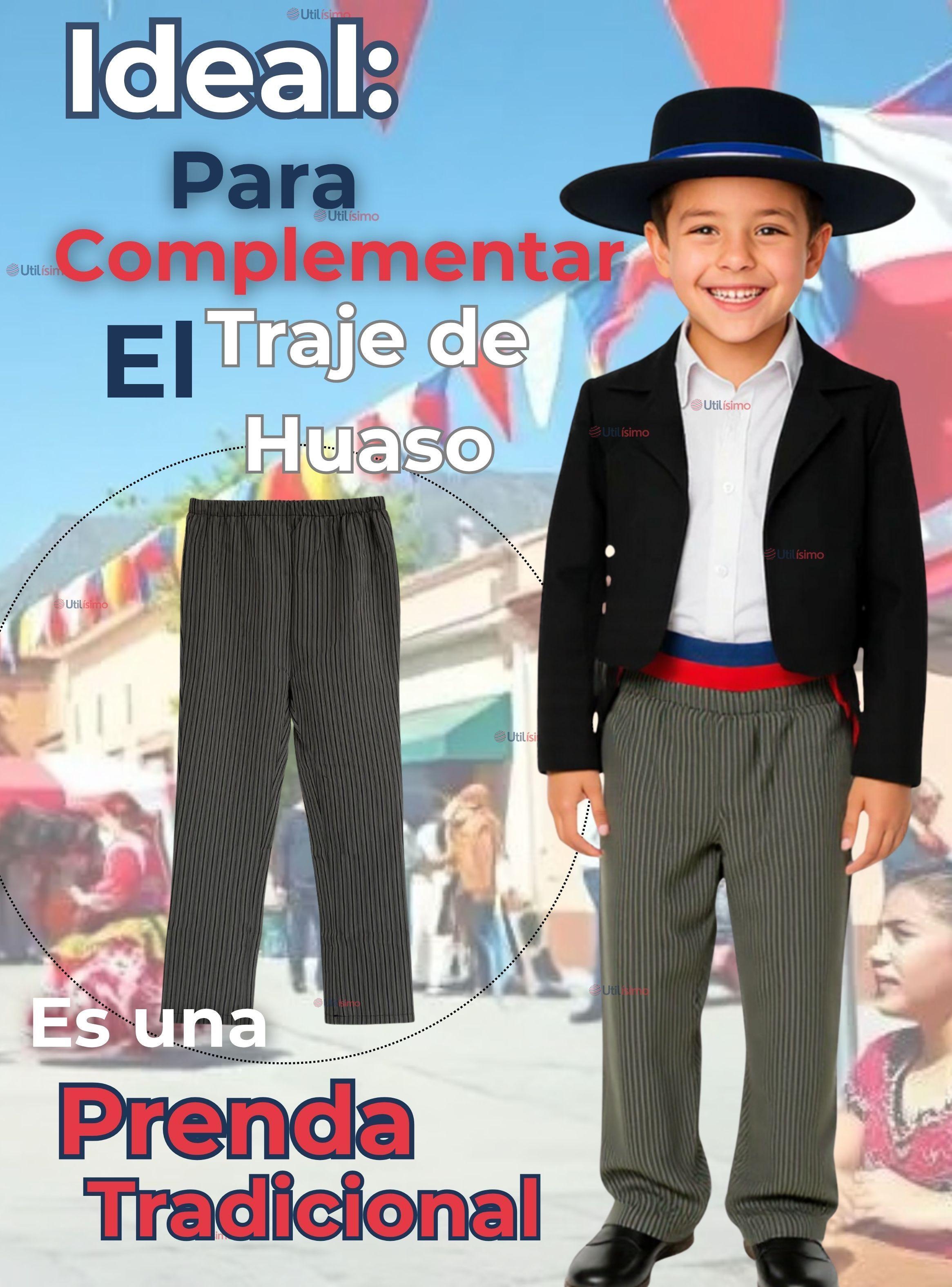 Pantalón Huaso Niños Gris con Rayas Fiestas Patrias-3