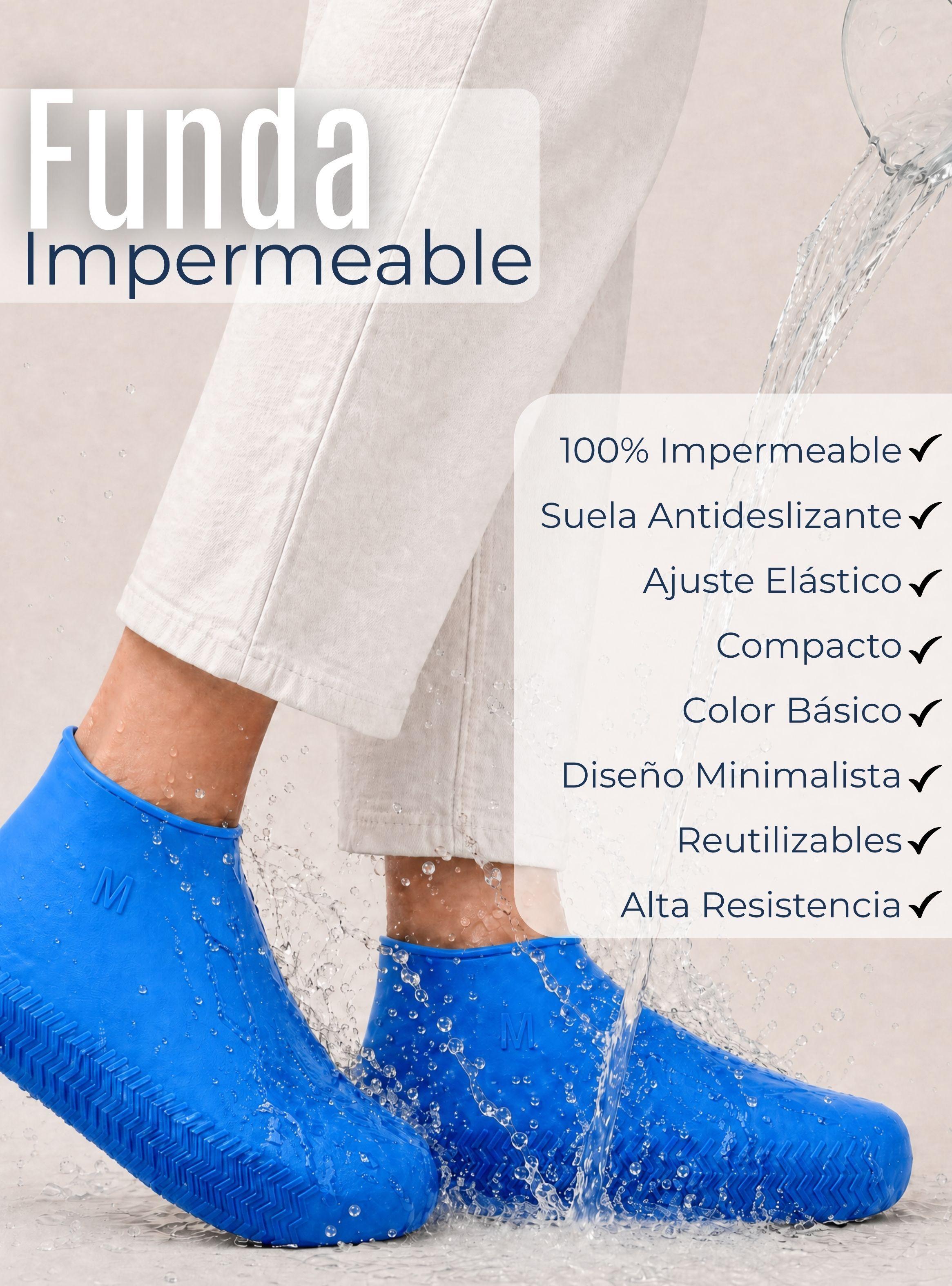 Pack 3 Pares Fundas Cubre Zapatos Azul Impermeable Silicona Antideslizante-4