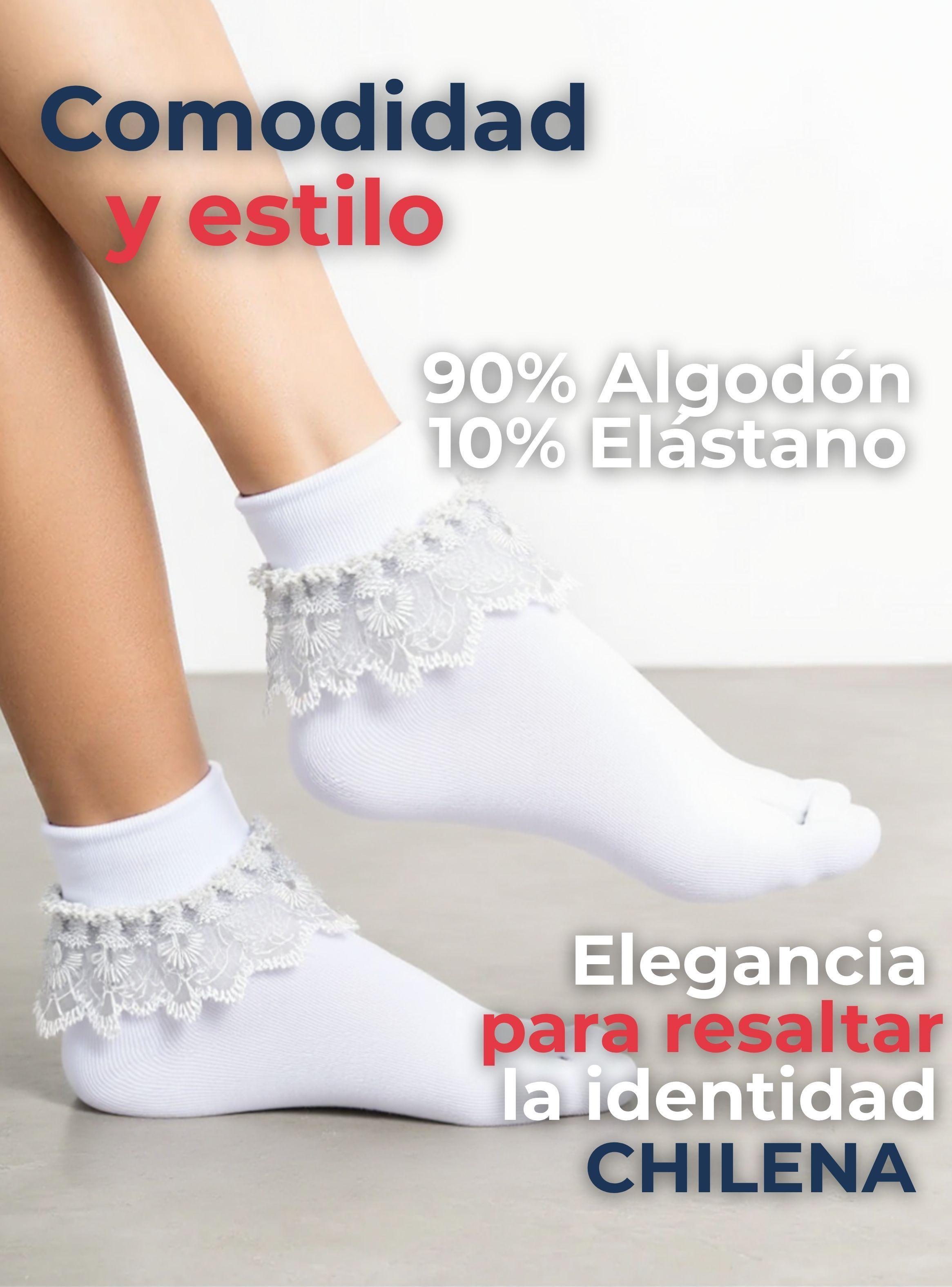 Calcetines Con Vuelo Blanco Niña Algodón 1 Par Fiestas Patrias-4