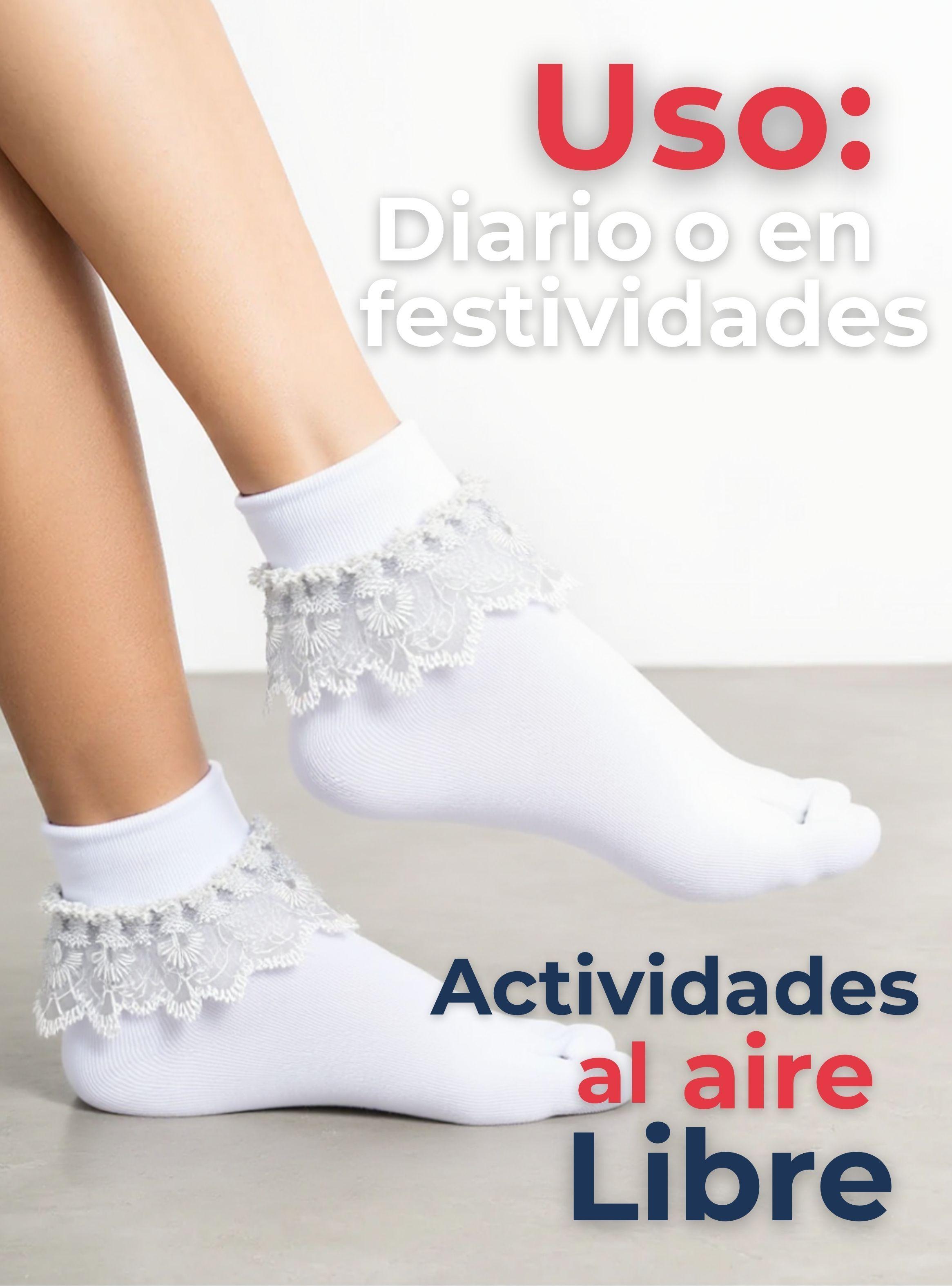 Calcetines Con Vuelo Blanco Niña Algodón 1 Par Fiestas Patrias-6