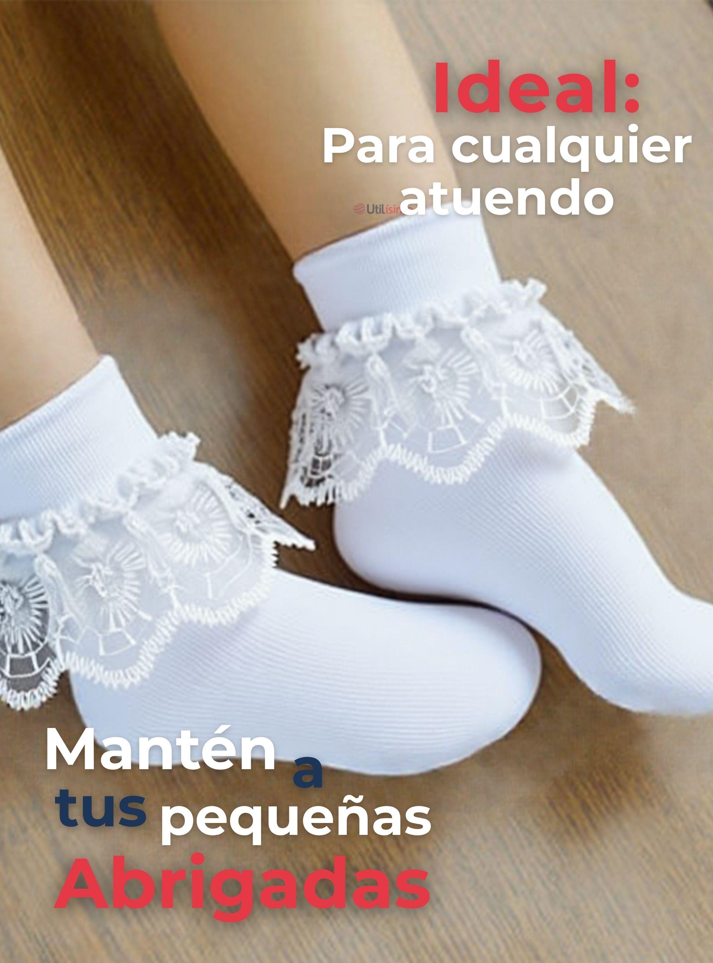 Calcetines Con Vuelo Blanco Niña Algodón 1 Par Fiestas Patrias-7