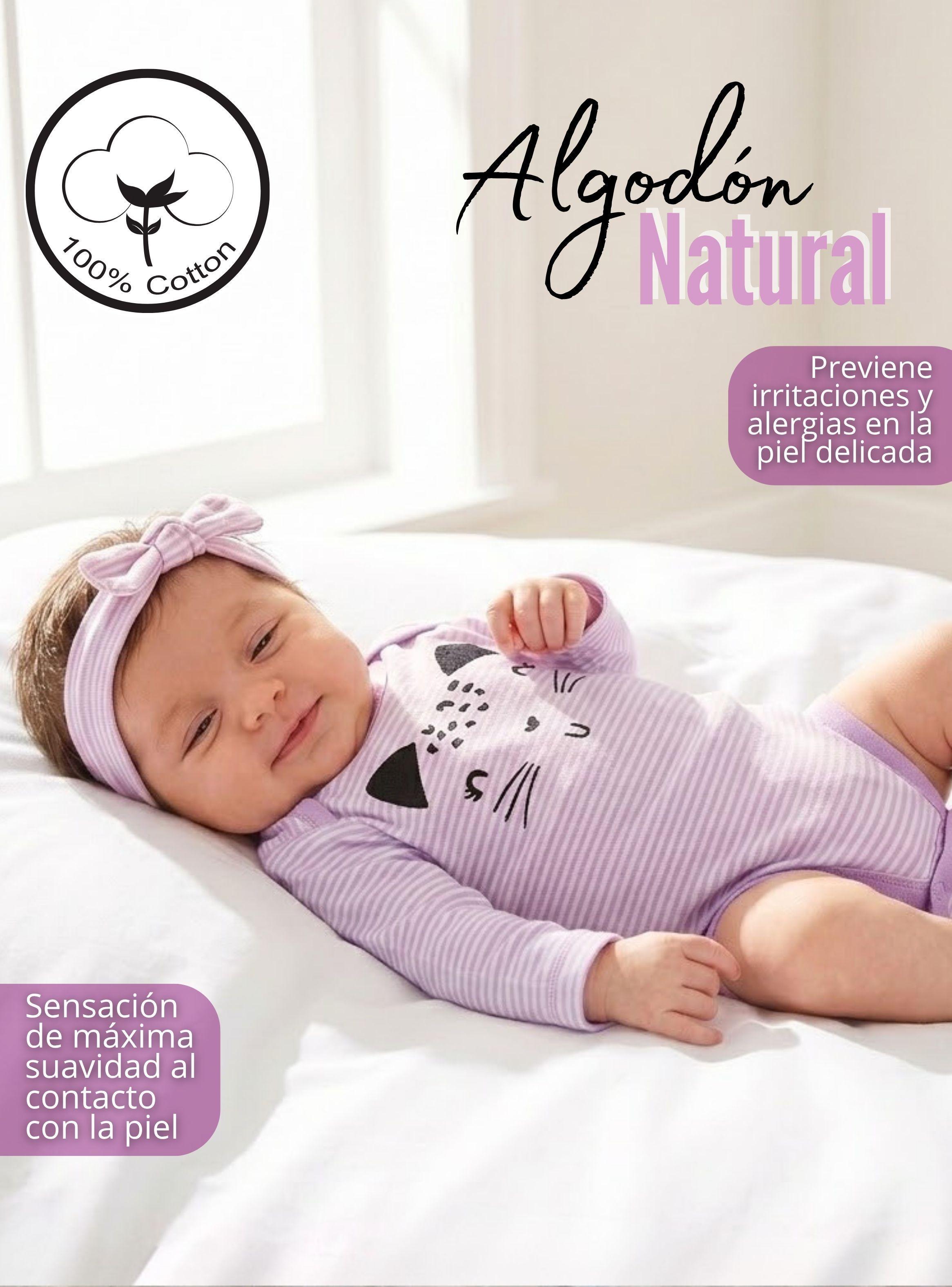 Pack 5 Bodys Manga Larga 100% Algodón Tedmimak Lilac Cats de Bebé Niña-4