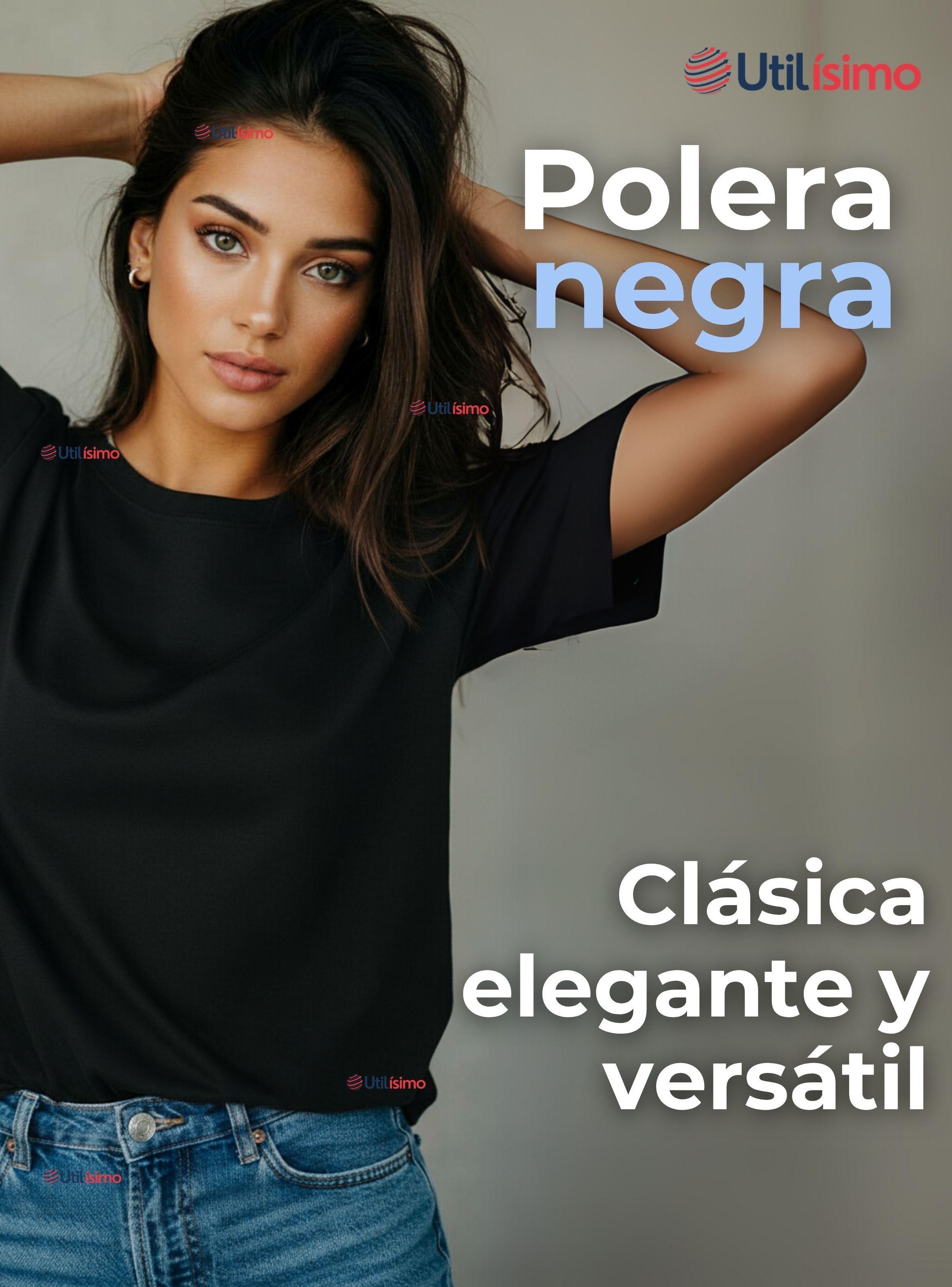 Polera Camiseta 100% Algodón Premium Manga Corta Básico Negro Mujer-2