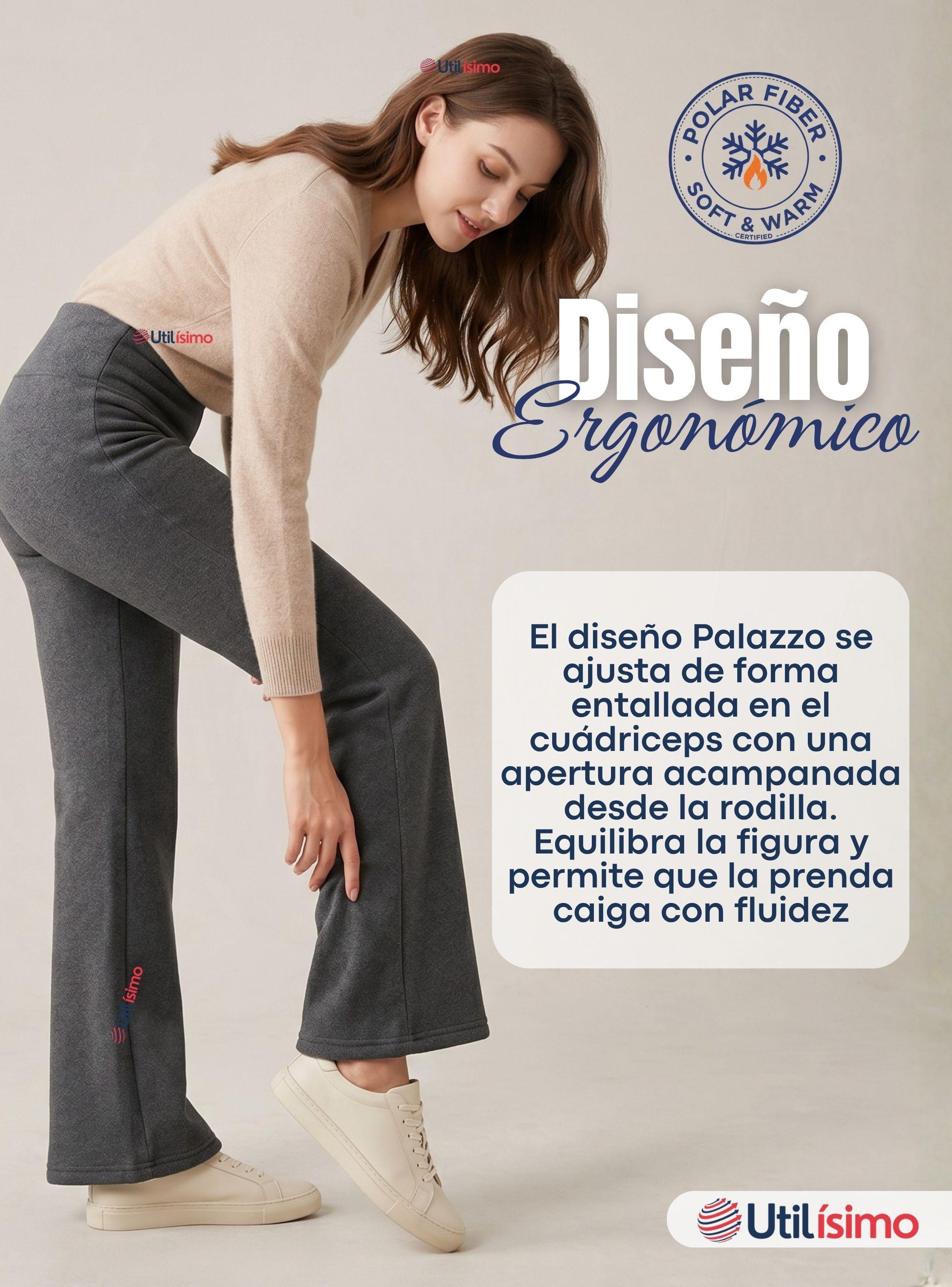 Calza Polar Con Chiporro Palazzo de Mujer Elasticada Térmica Gris Oscuro-6