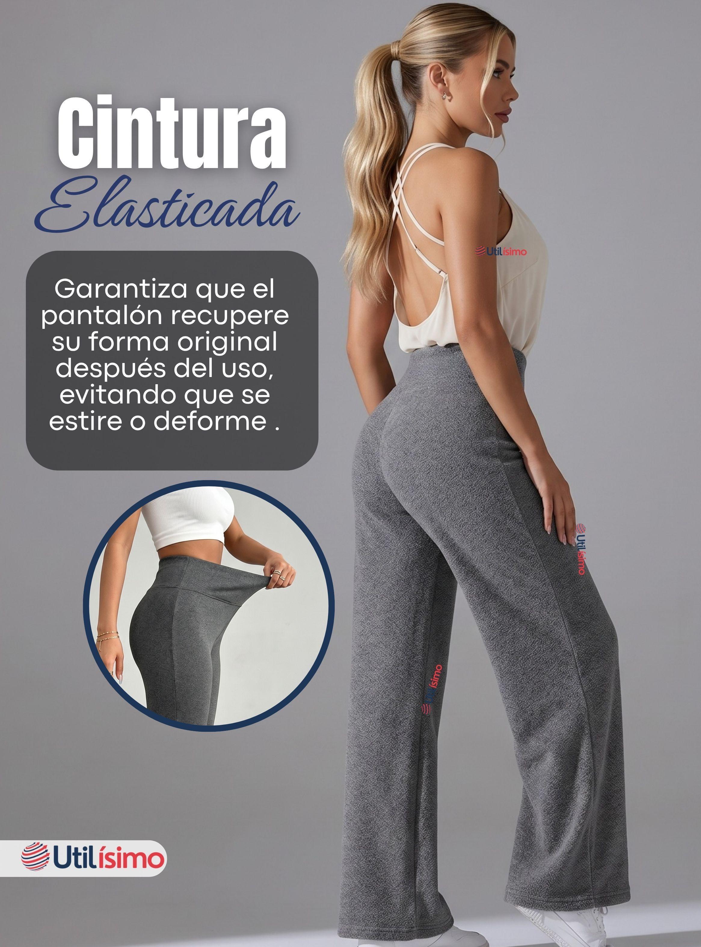 Calza Polar Con Chiporro Palazzo de Mujer Elasticada Térmica Gris Oscuro-7