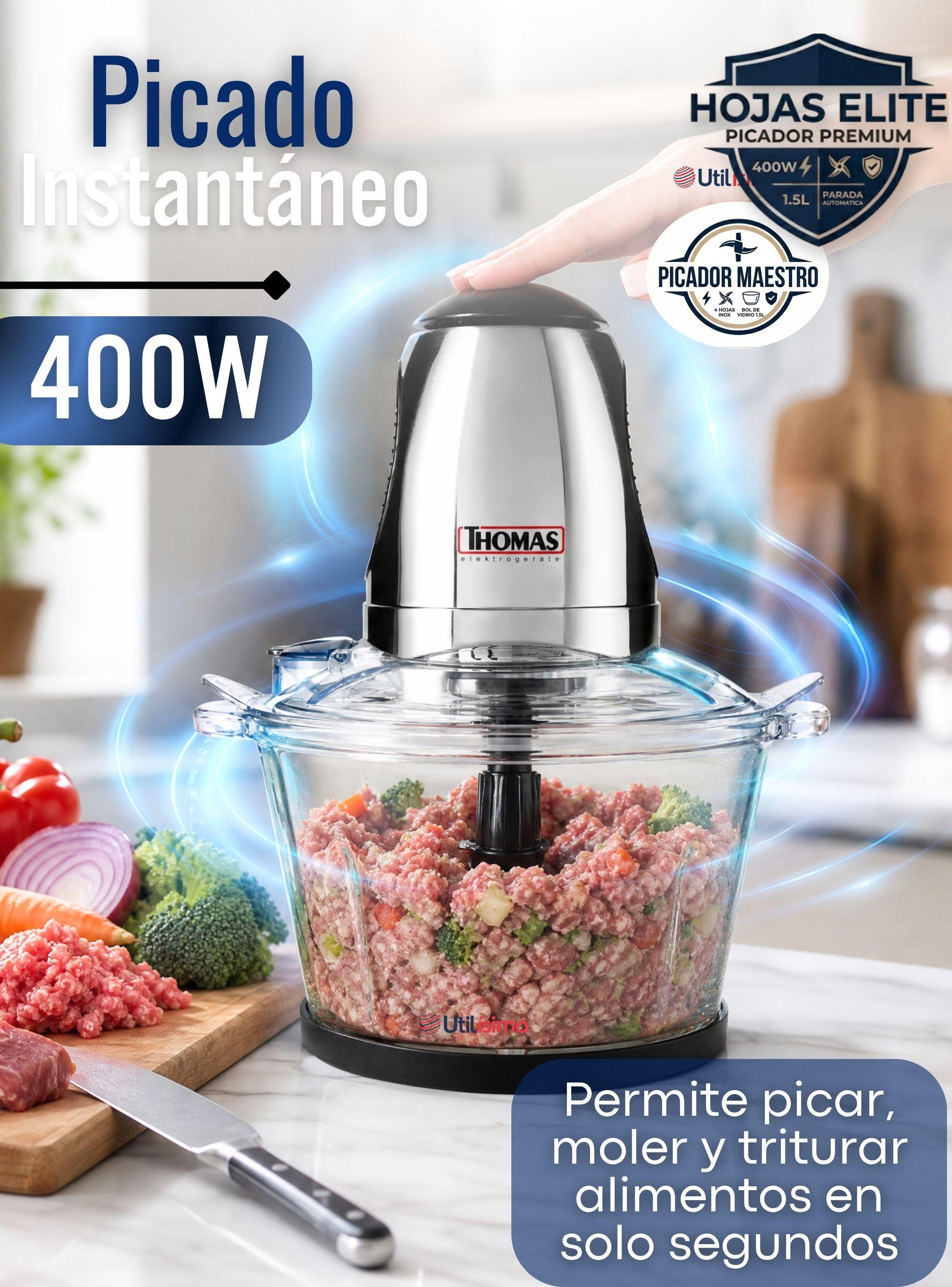 Picadora Eléctrico Thomas 1.5lt de Alta Potencia Tecnologia Alemana Plateado-5