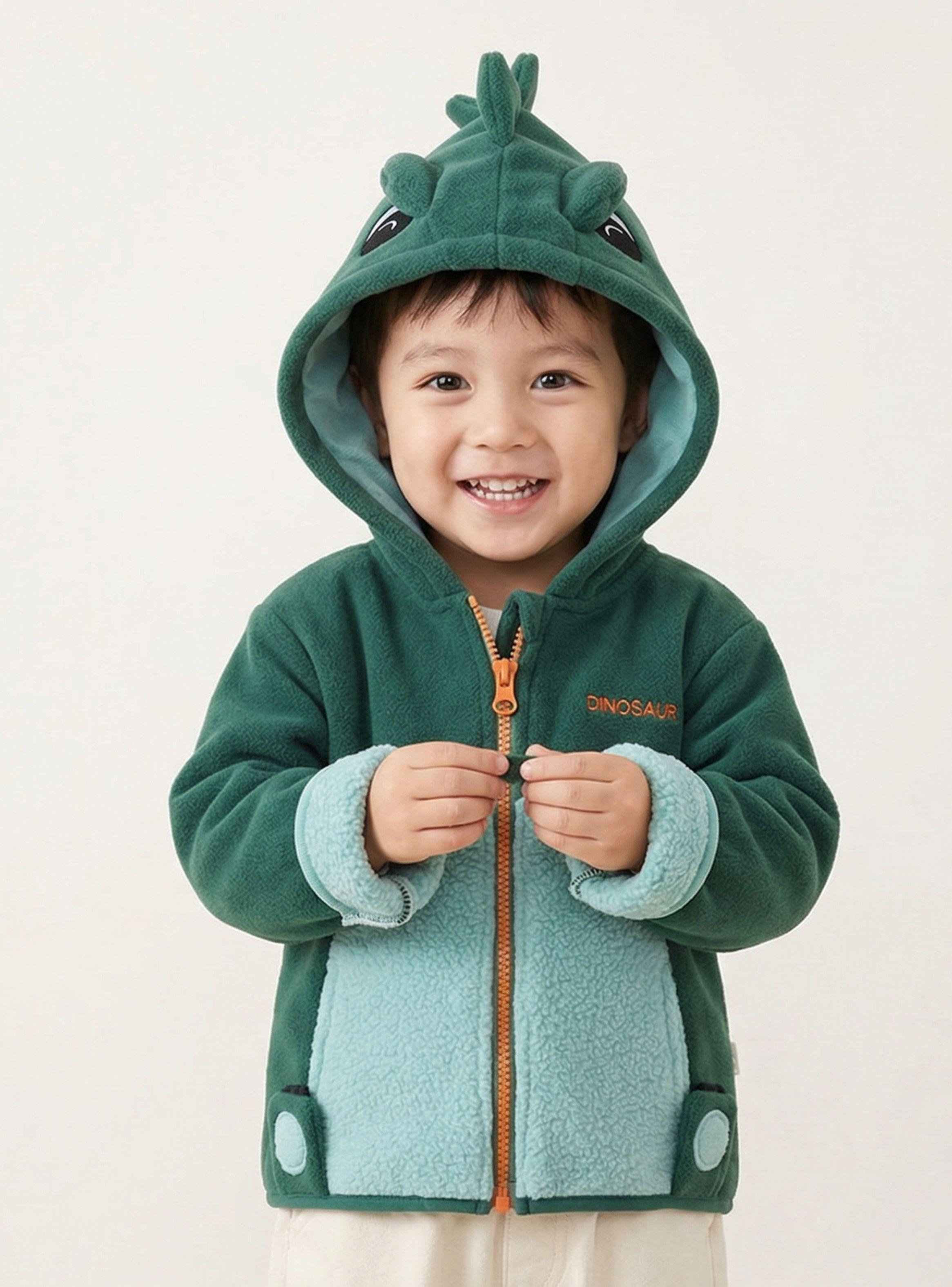 Polerón Polar Con Capucha de Invierno Bebé Niño Dinosaur-1