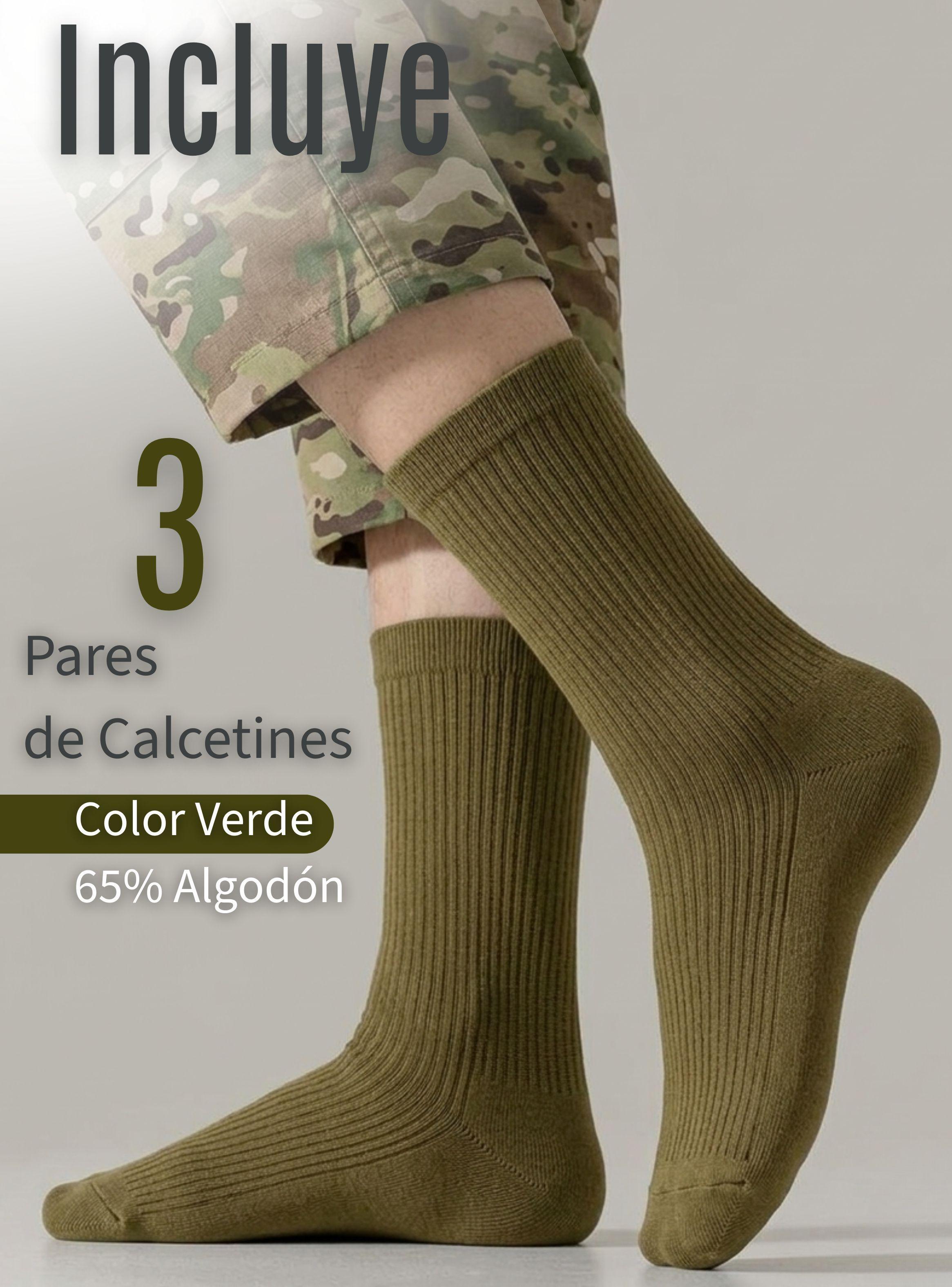Pack 3 Pares Calcetines Carabineros Verde 65% Algodón Uniformado Transpirable-2